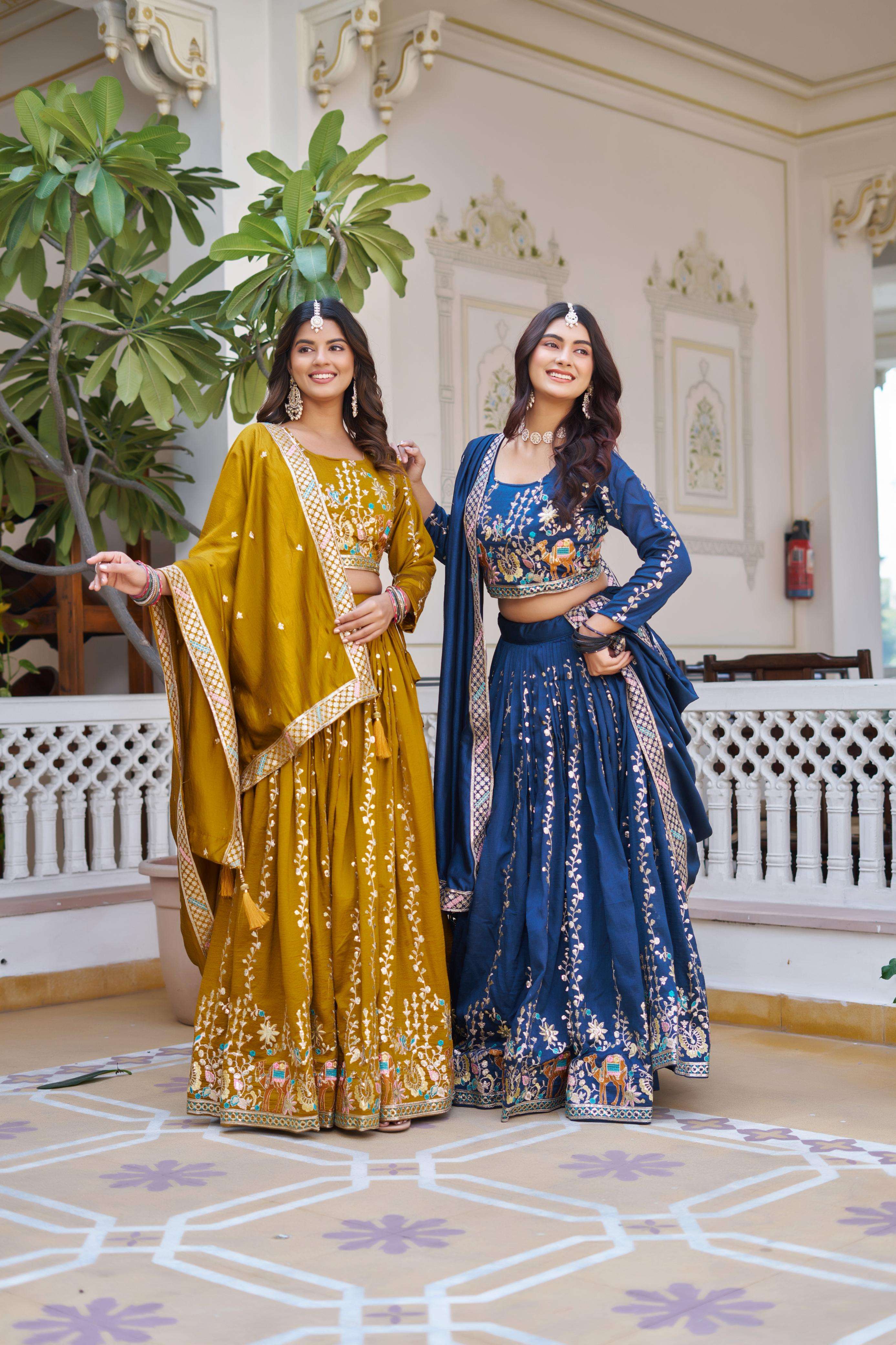 Ram 150 Vichitra silk Embroidery work Heavy look lehenga cho...