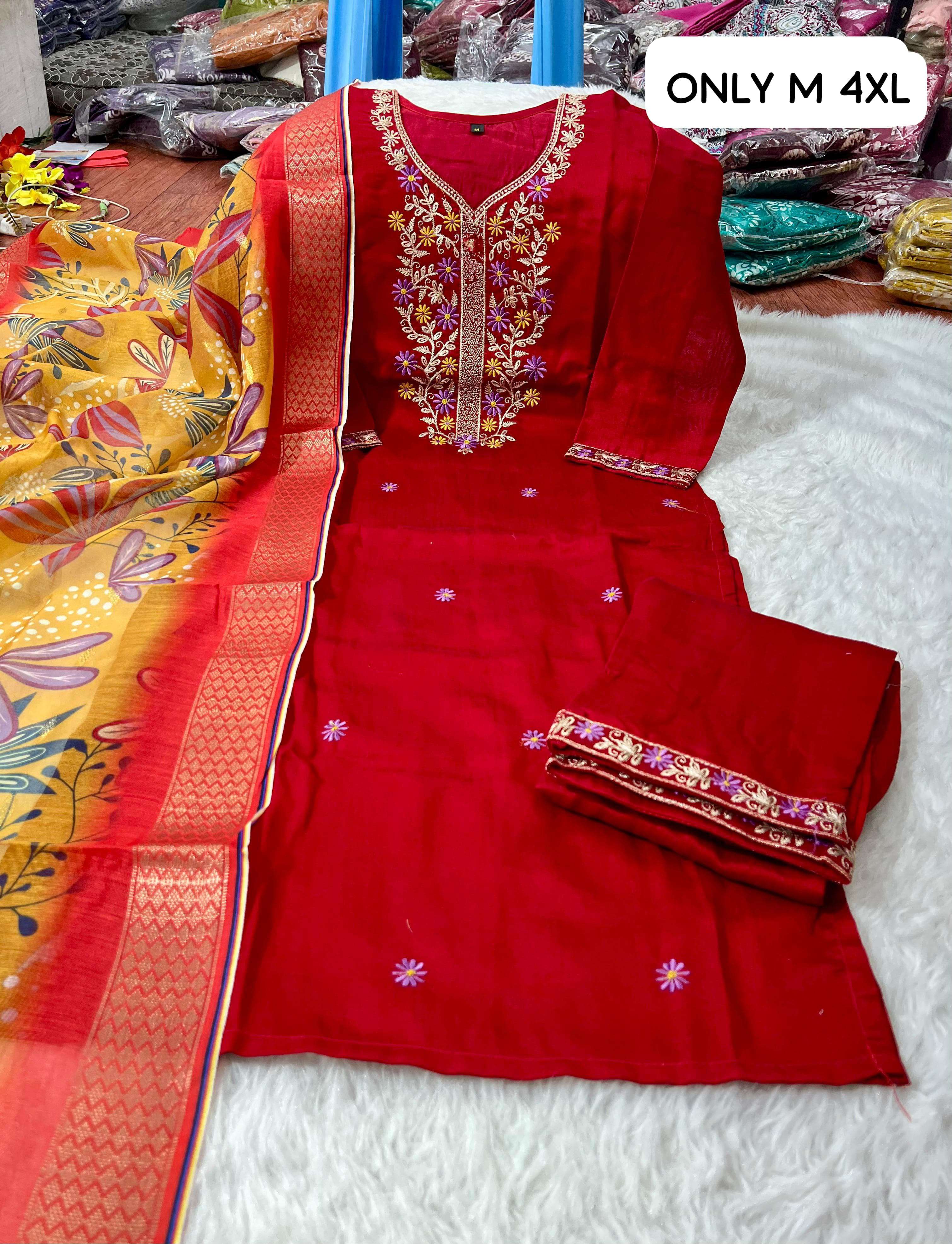 READYMADE PURE MUSLIN KURTI WITH  DUPATTA PENTS SET DAILY WE...