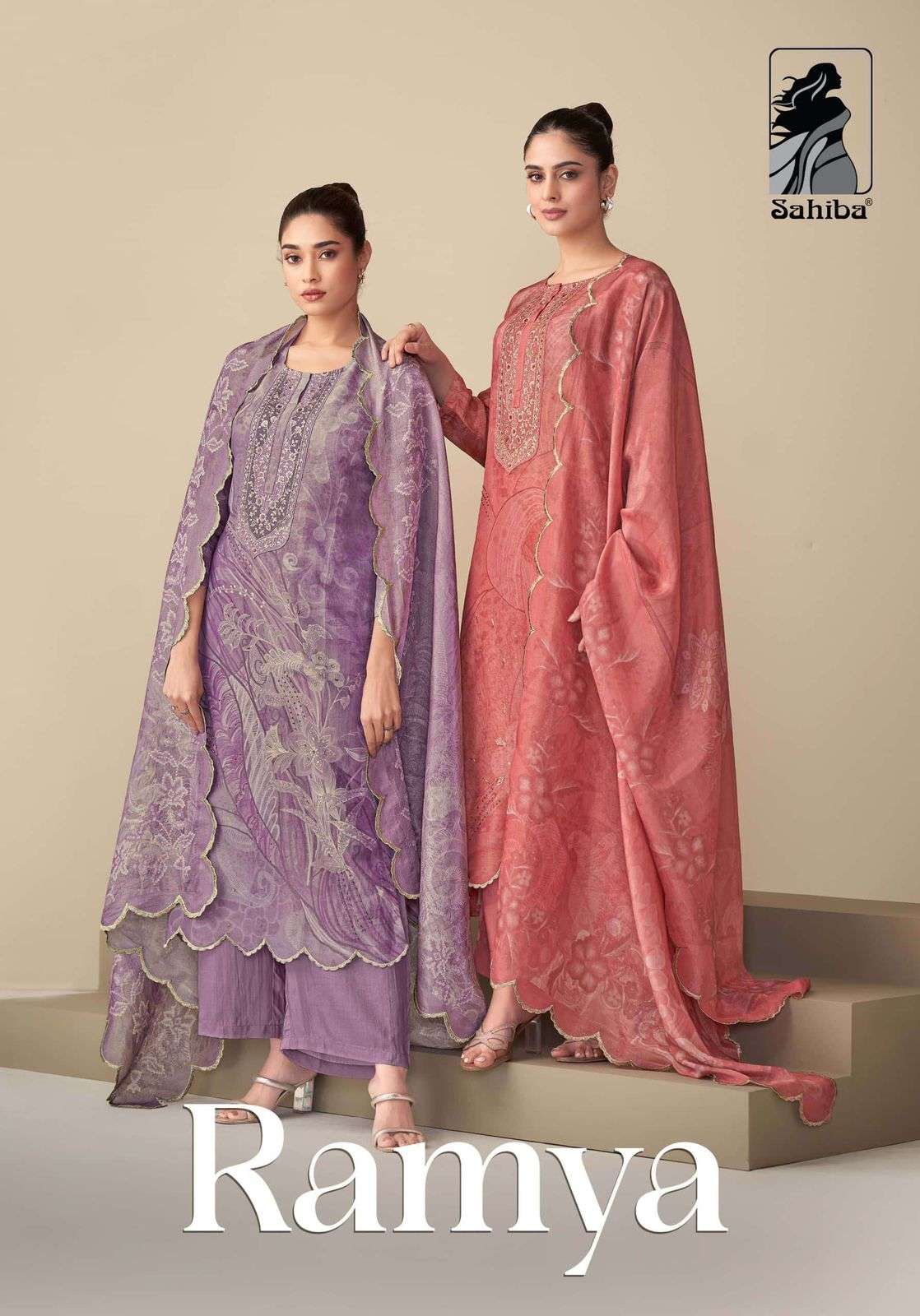 SAHIBA RAMYA TISSUE FLORAL DIGITAL DYED WORK SALWAR SUIT  HI...