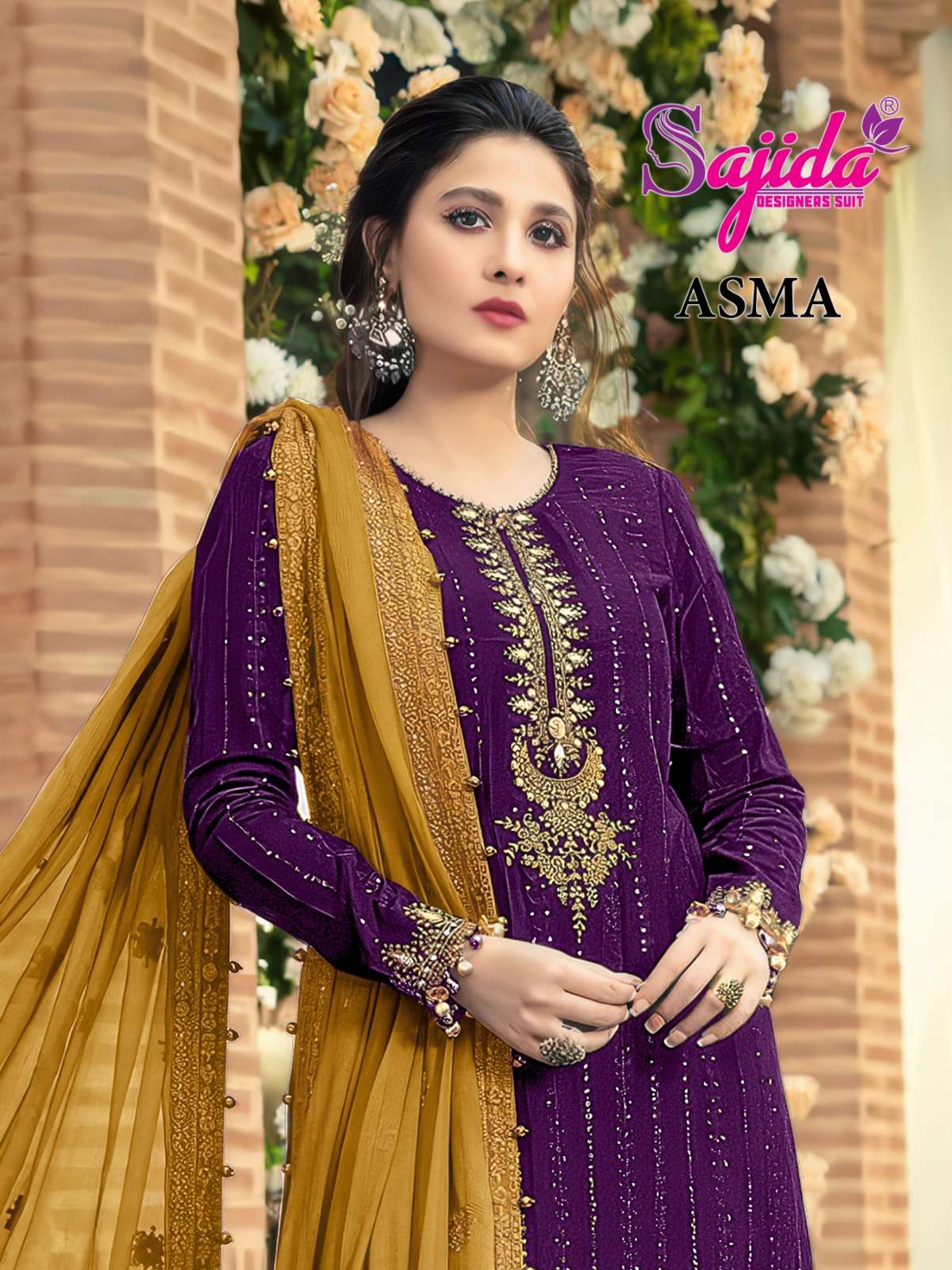 SAJIDA DESIGNER SUIT ASMA 1128 READYMADE COLLECTION HEAVY WO...