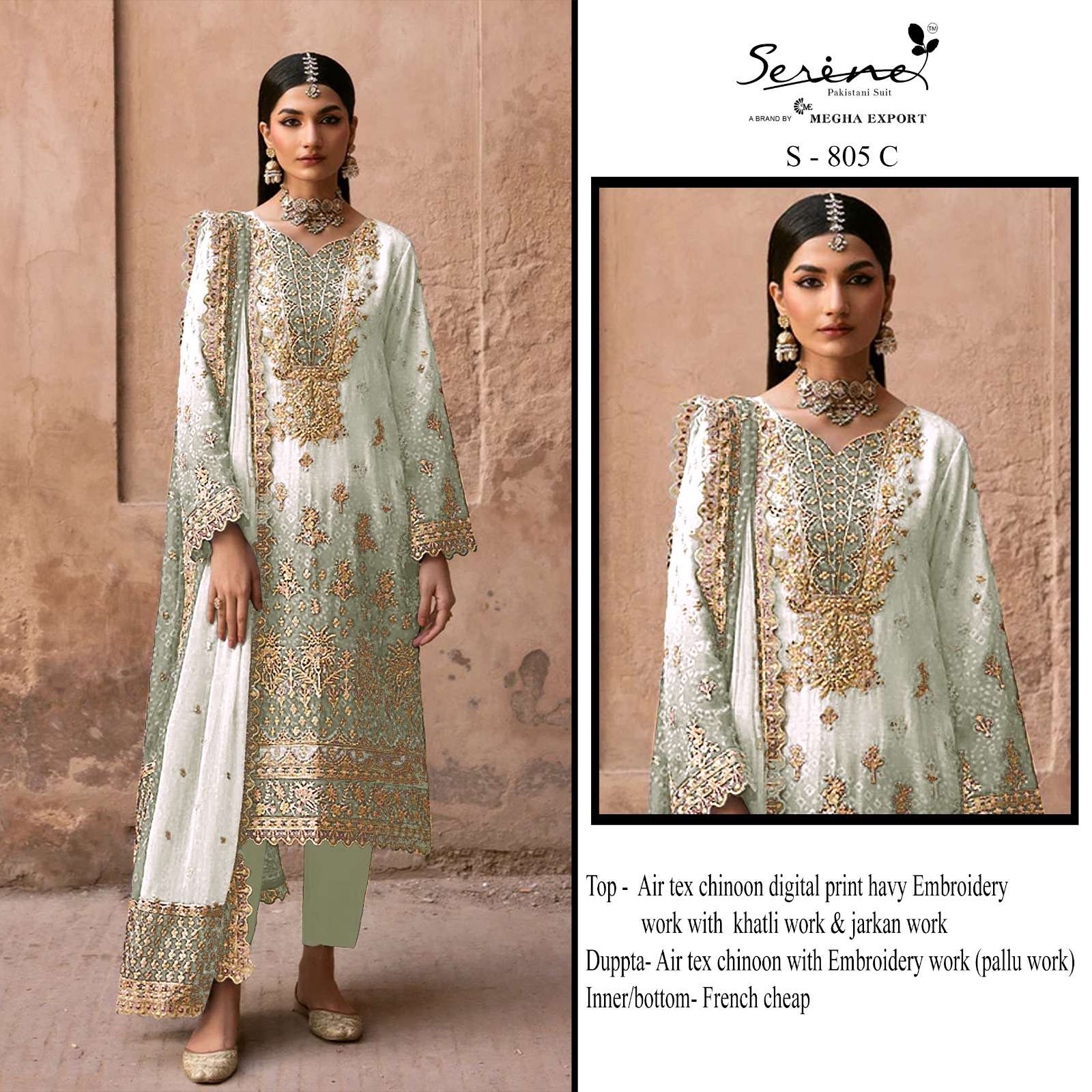 SERINE S 805 FRENCH CHEAP HEAVY FANCY WORK PAKISTANI DRESS C...