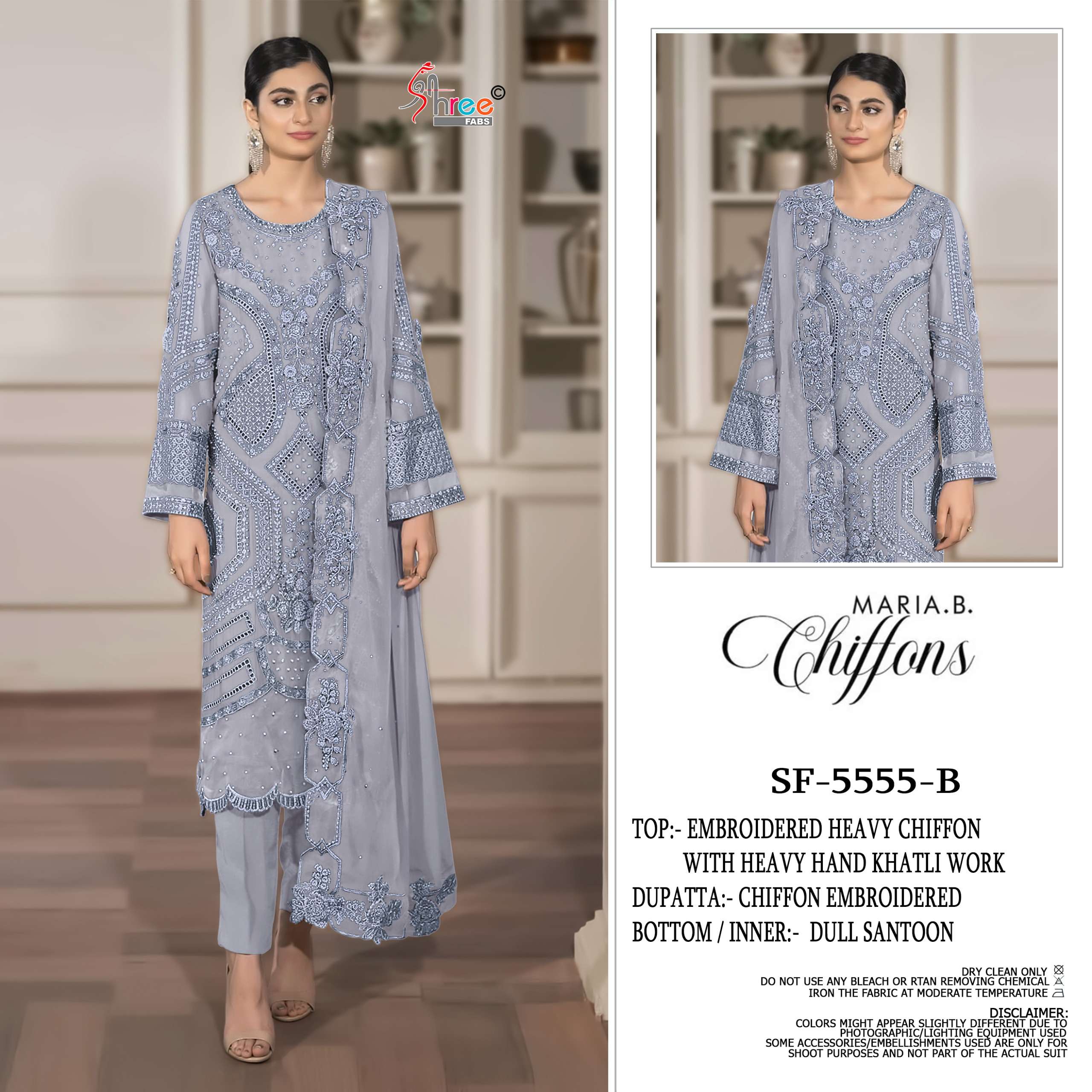 SHREE FABS S 5555 COLOR CHIFFON QUALITY HEAVY WORK PAKISTANI...