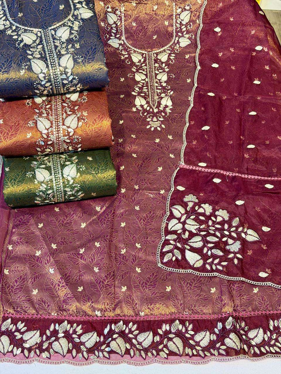 SIARA SHIMMER JACQUARD PRINT & WORK SALWAR SUIT COMBO DEALER