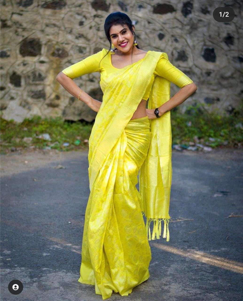 SILK CLOTH GOLDEN PRINT RICH PALLU SAREE TRADITIONAL SHOP KP...