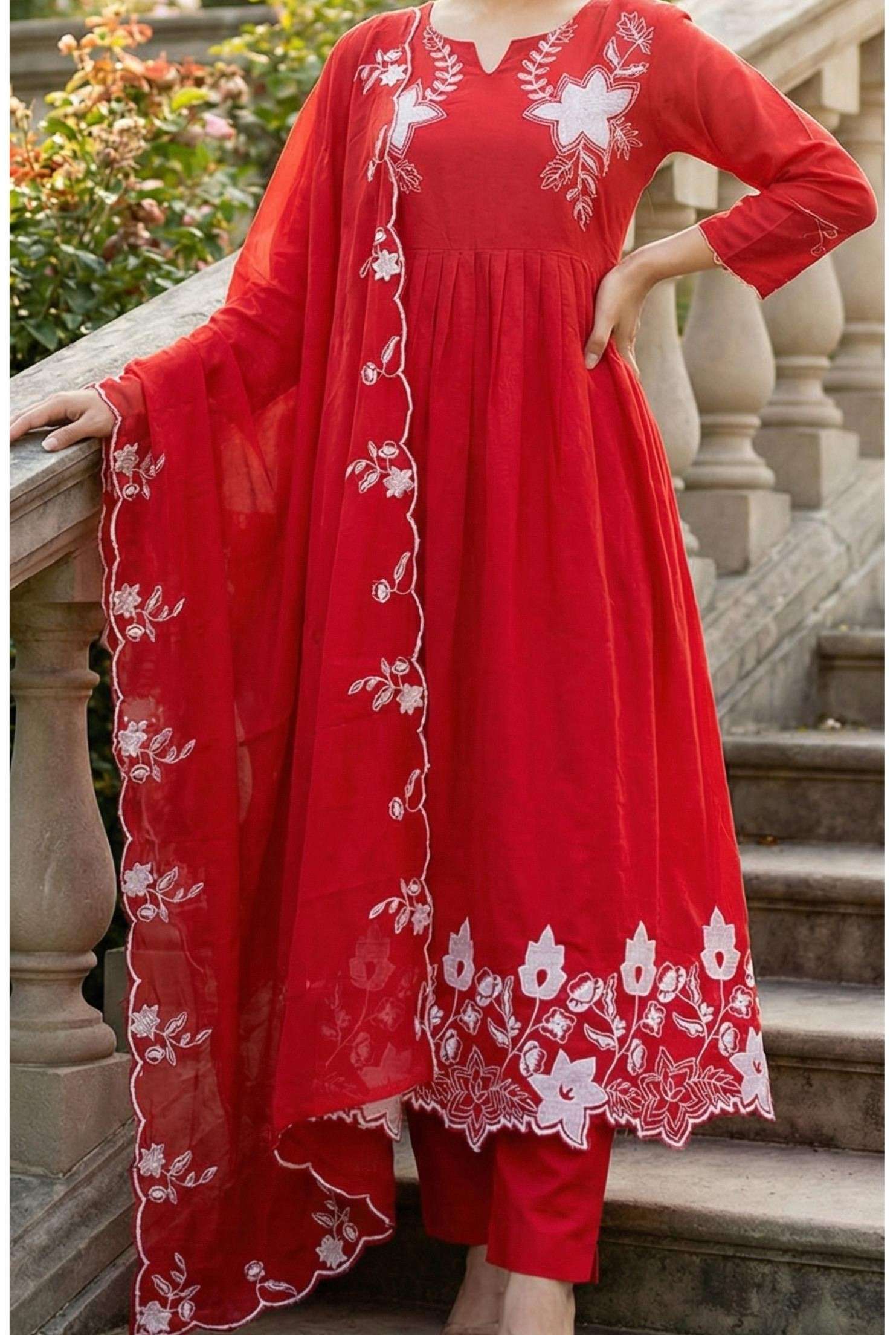 SONICA RAYON NECK & DAMAN STITCH ANARKALI TYPE 3 PIECE SUIT ...