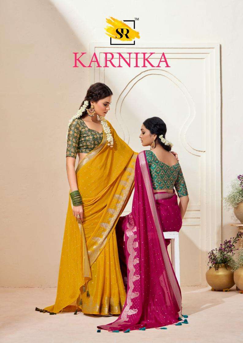 Sr Karnika CHinon Jacquard Design Best Wholesale Rate Saree 