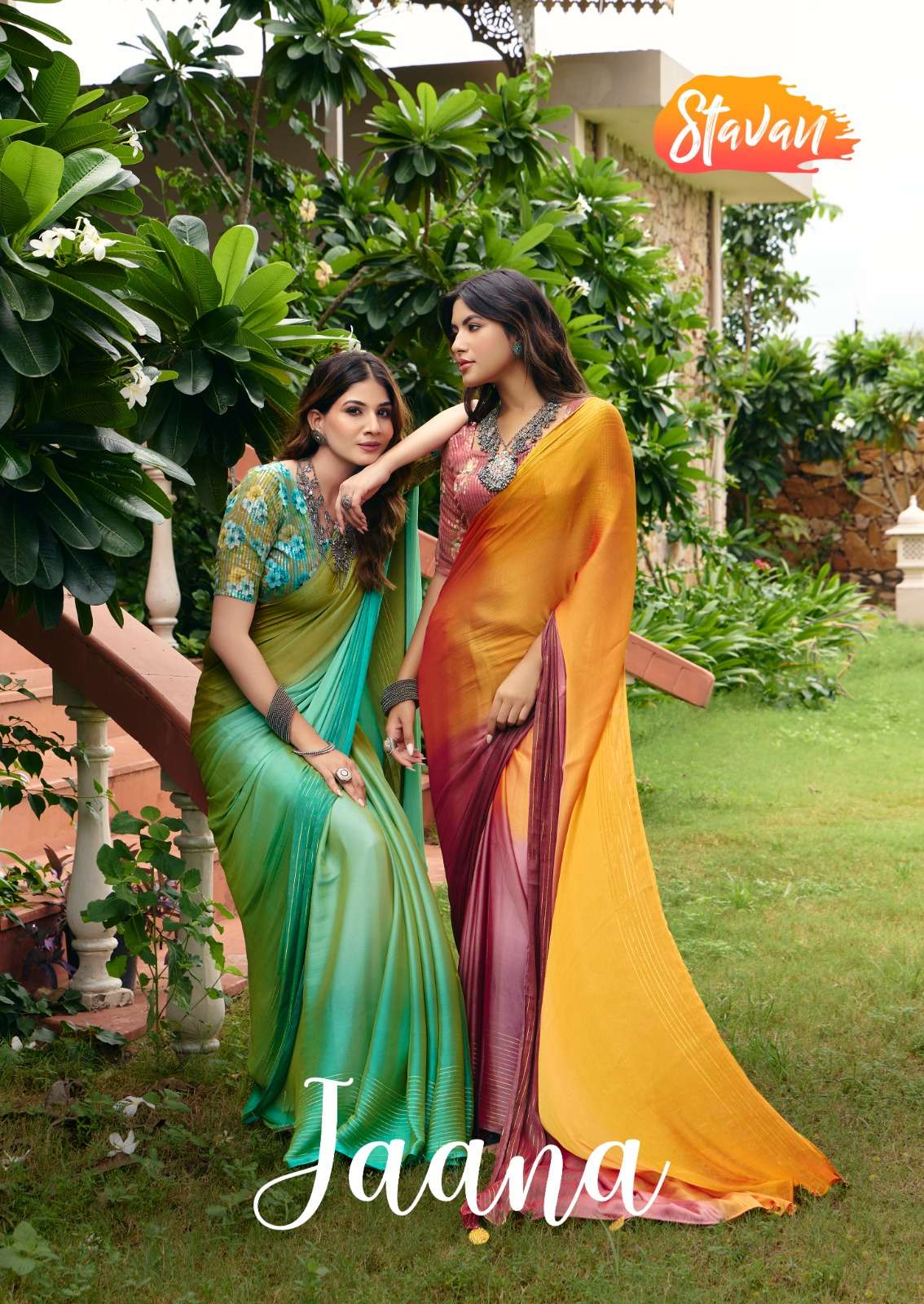 STAVAN JAANA WELVET 3D JARI CHIFFON SAREE WITH SEQUENCE BLOU...