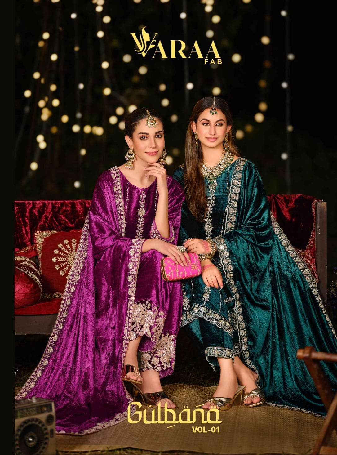 VARAA FAB GULLBANA VOL 1 BOUTIQUE VELVET WITH HEAVY WORK 3 P...