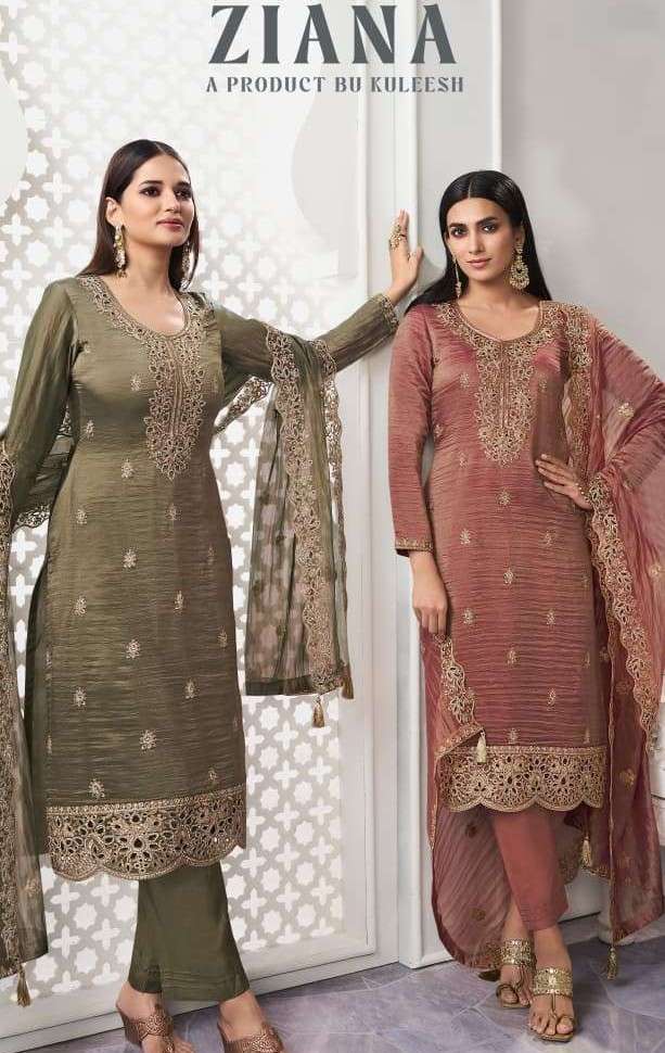 VINAY FASHION ZIANA EXCLUSIVE DESIGNER GLD SILK SUIT AT PART...