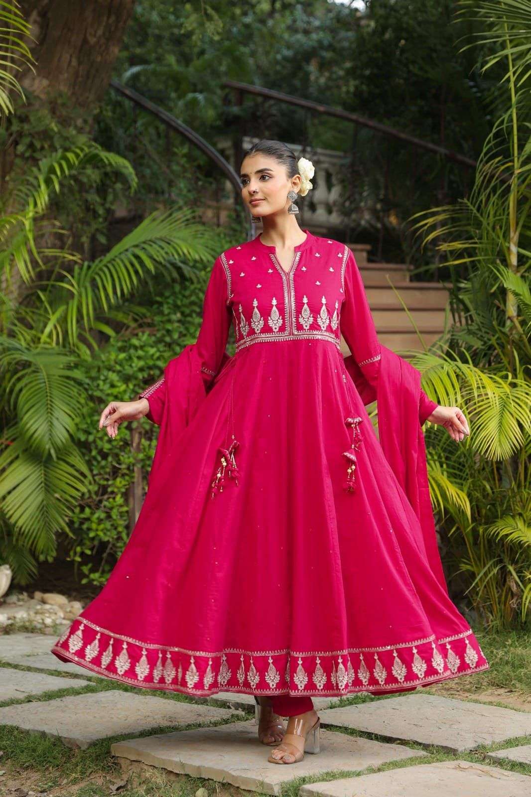 WEDDING & FESTIVAL SPECIAL COTTON DESIGNER ANARKALI SUIT ETH...