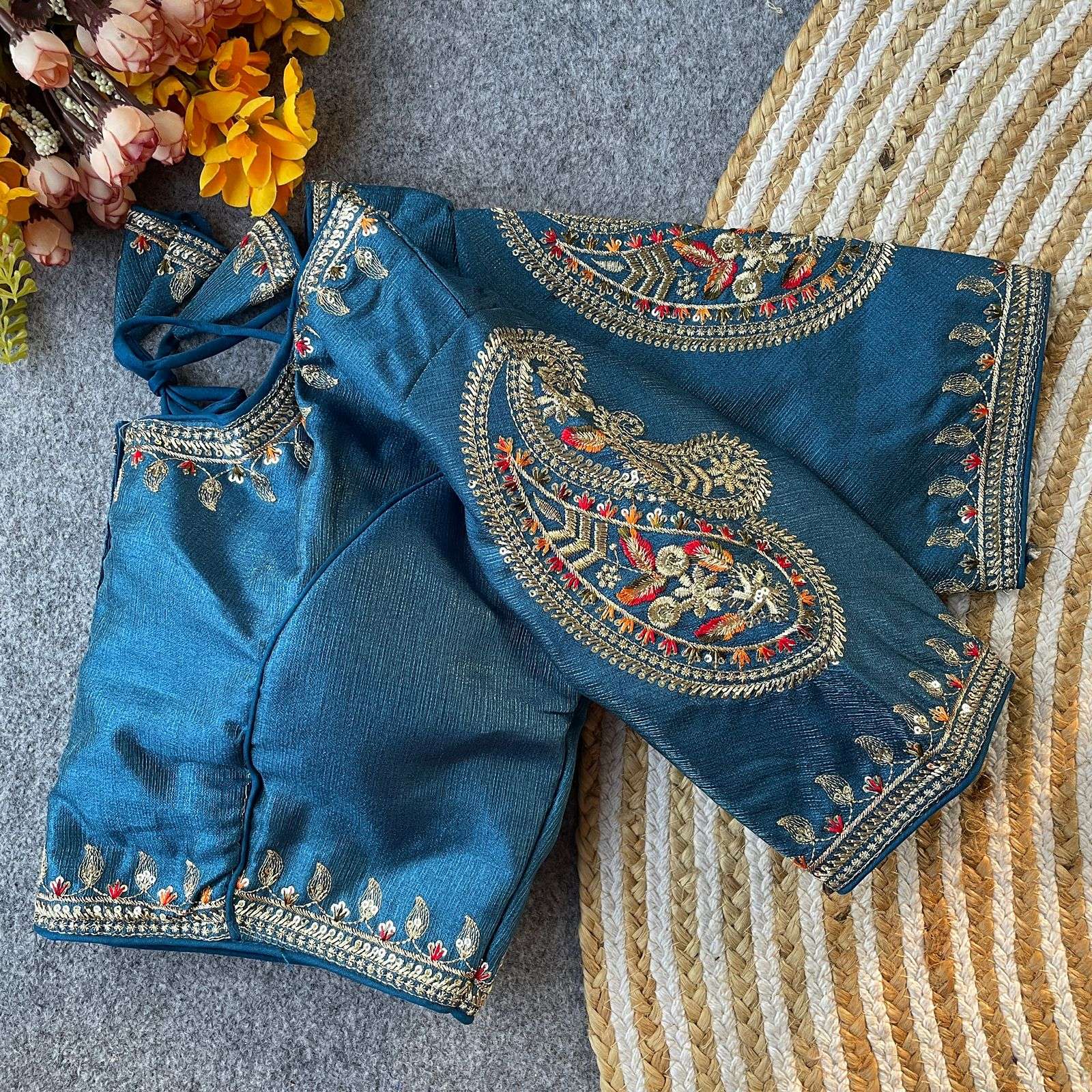 Wedding special embroidery work silk fabric stich blouse bes...