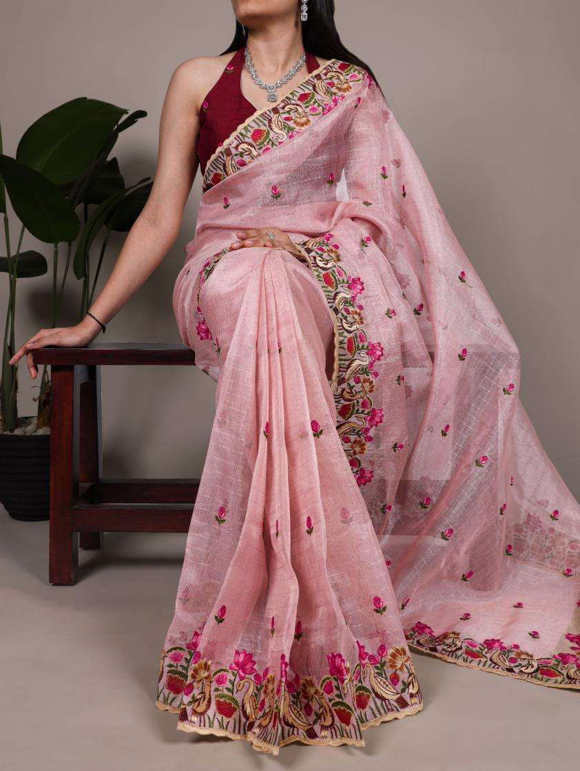 YNF 7400 kota Tissue Silk with thread Embroidery Work saree ...