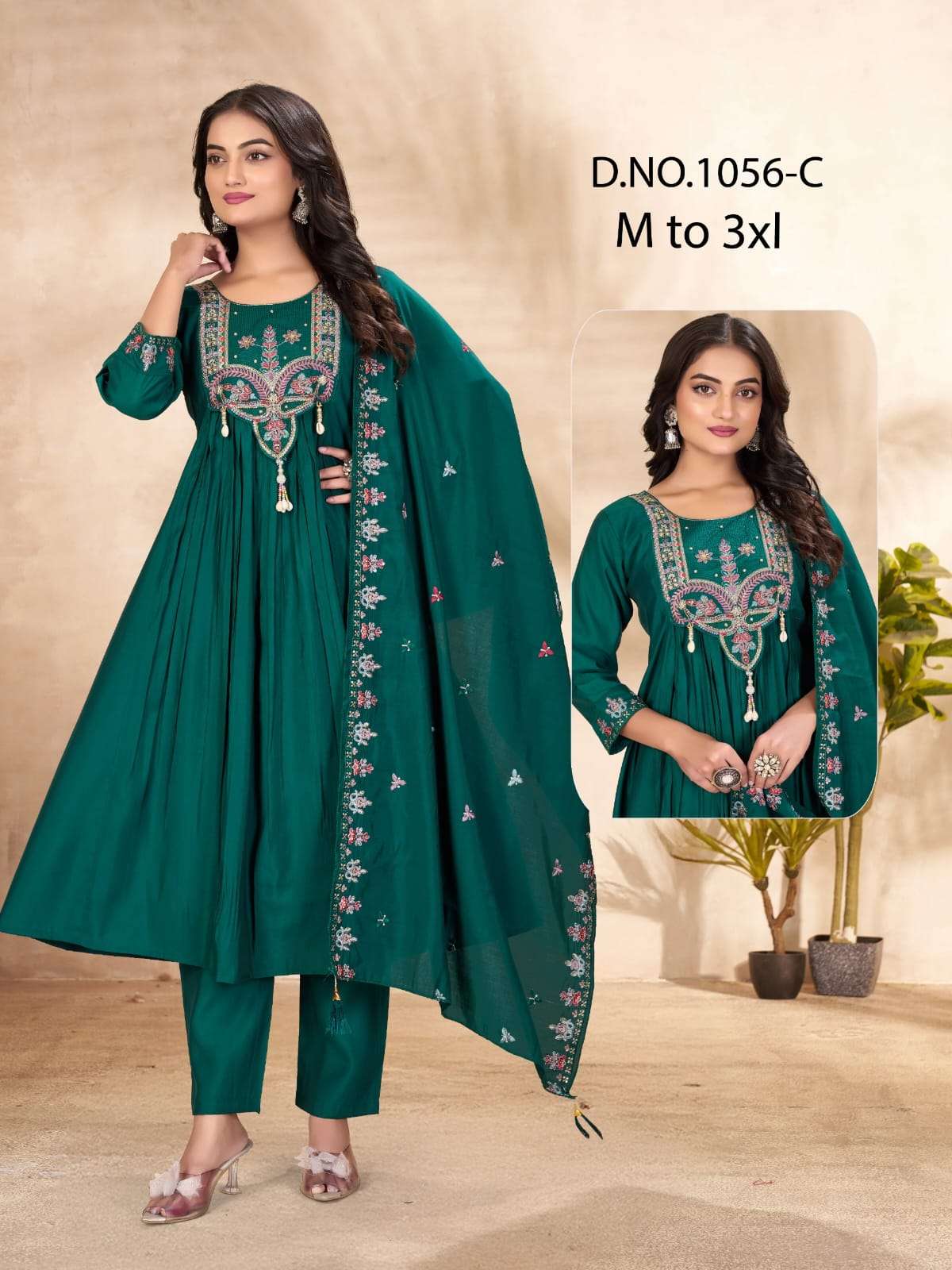 1056 A PREMIUM SILK AND NECK EMBROIDERY SALWAR SUIT PARTY WE...