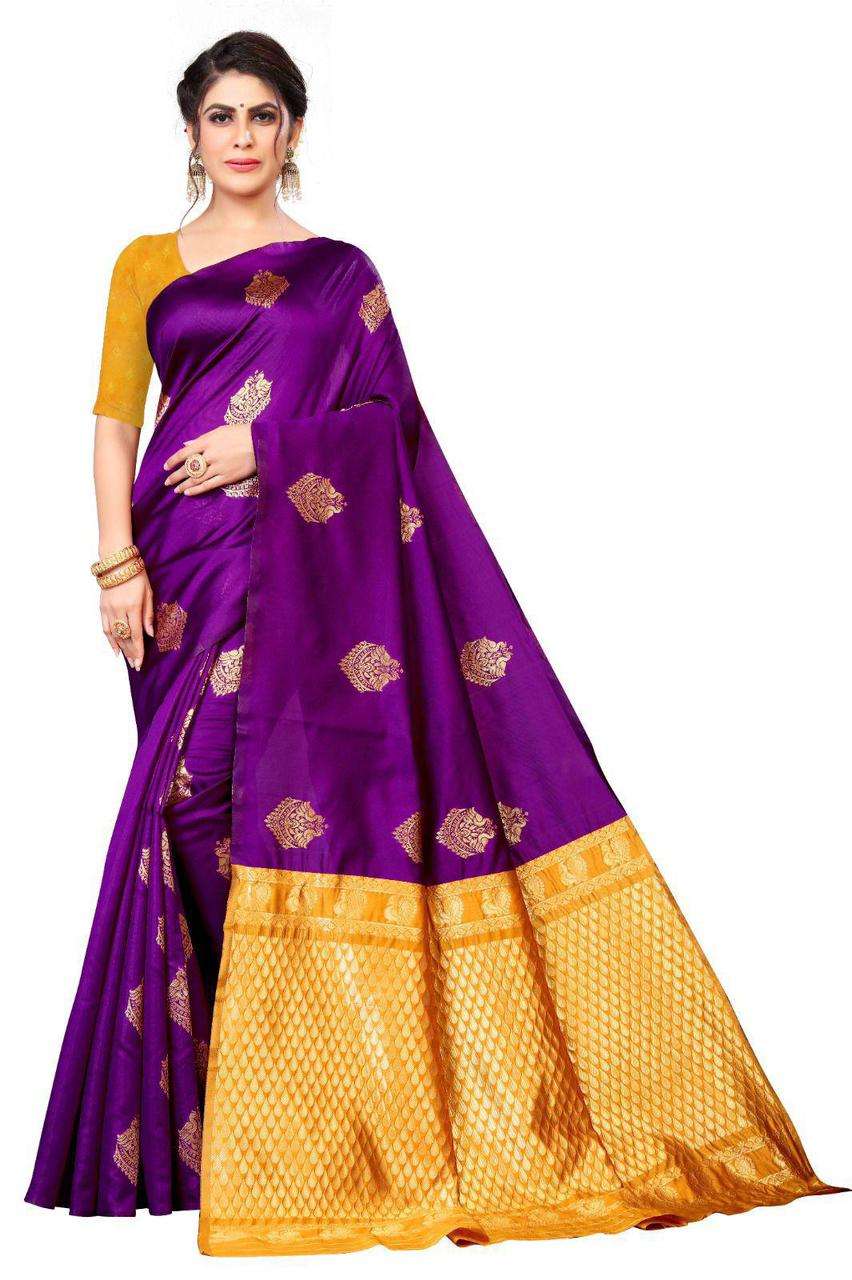 3010 SOFT LICHI SILK BEAUTIFUL RICH PALLU & JACQUARD WORK SA...