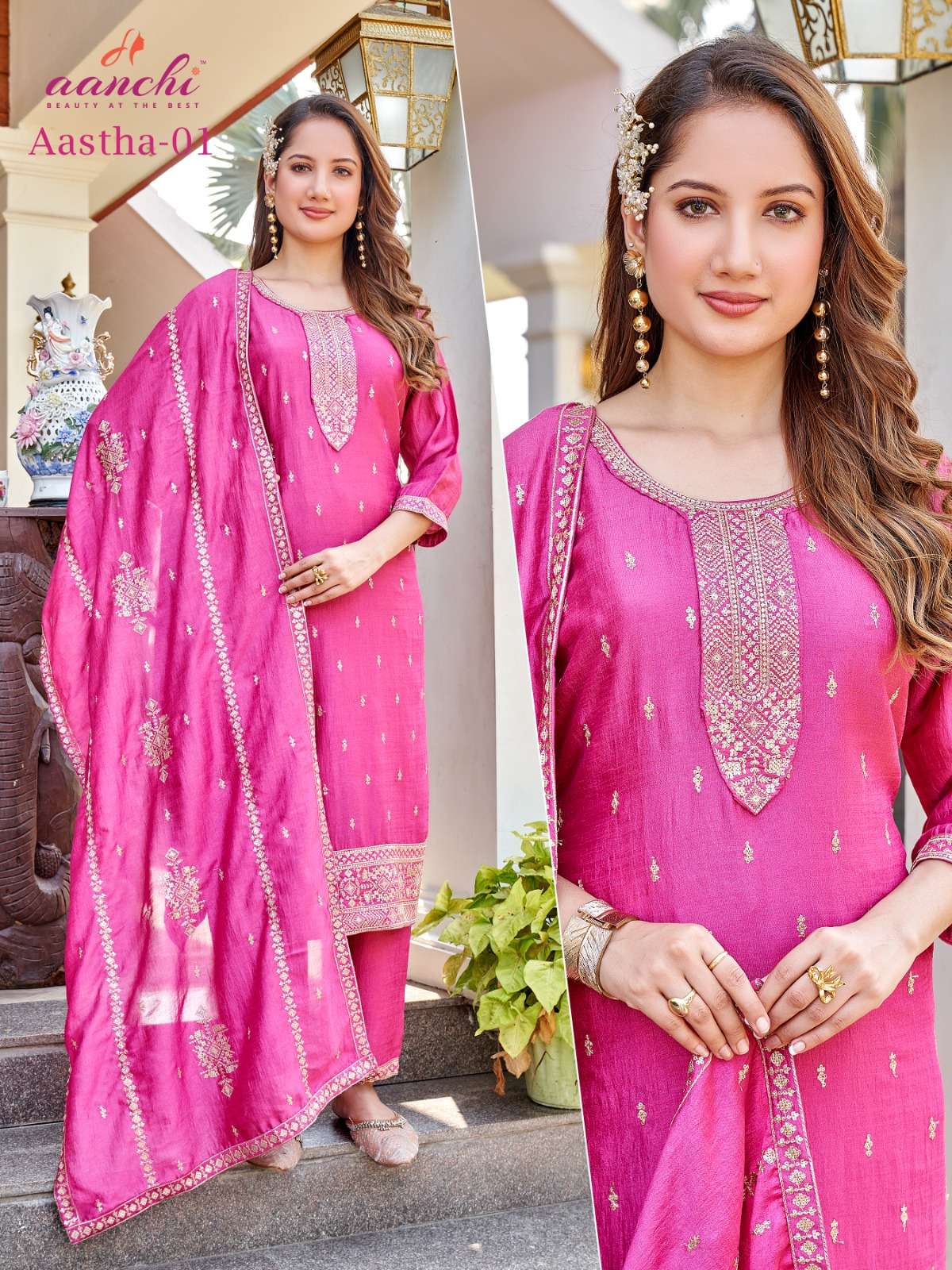AANCHI AASTHA 01 TO 03 VICHITRA SILK DESIGNER READYMADE DRES...