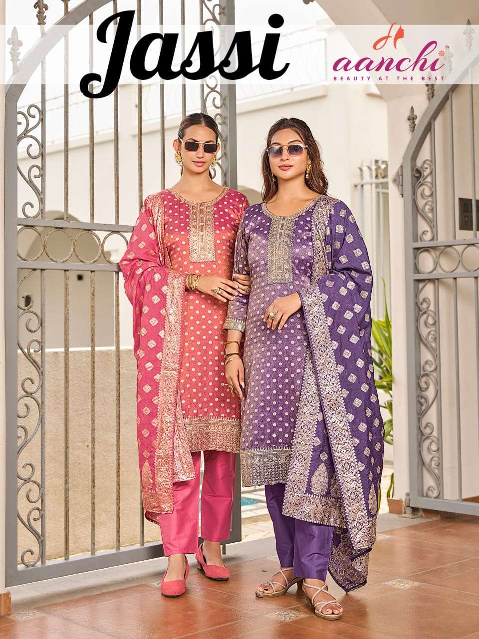 AANCHI JASSI STRAIGHT CONCEPT SHIMMER BUTTI READYMADE SALWAR...