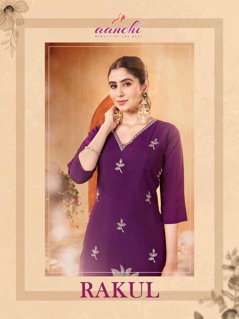 AANCHI RAKUL SUMMER REGULAR STRAIGHT CUT KURTI CATALOGUES WH...