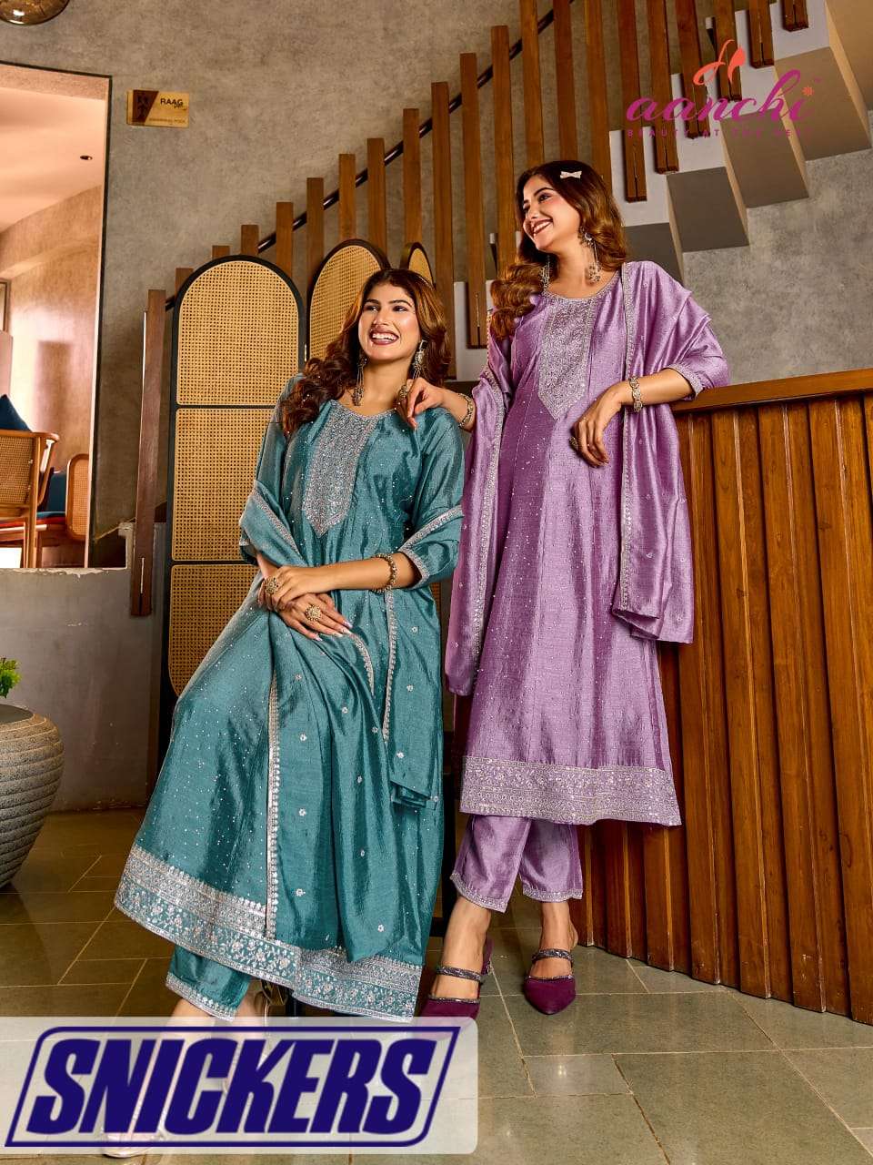 AANCHI SNICKERS VICHITRA SILK 3 PCS FLAIR KURTI SUIT CATALOG...