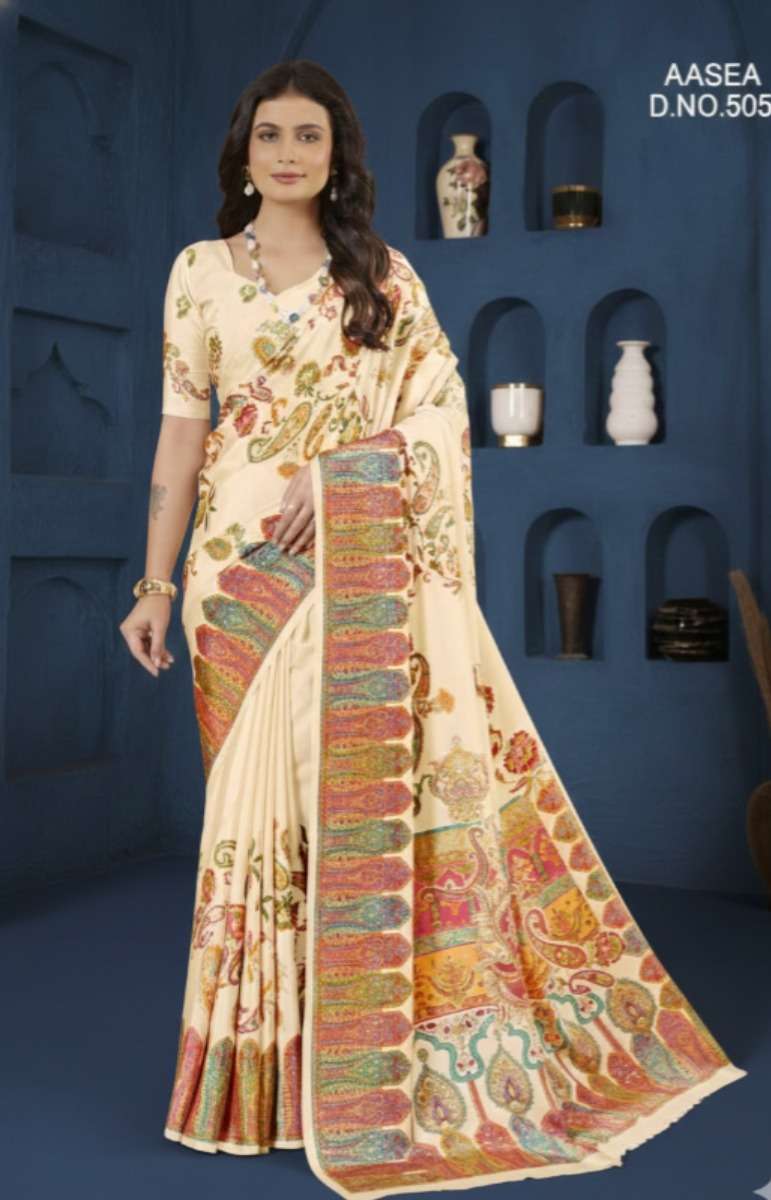  Aasea 501 To 523 Premium Crape Printed Soft Silk With Posit...