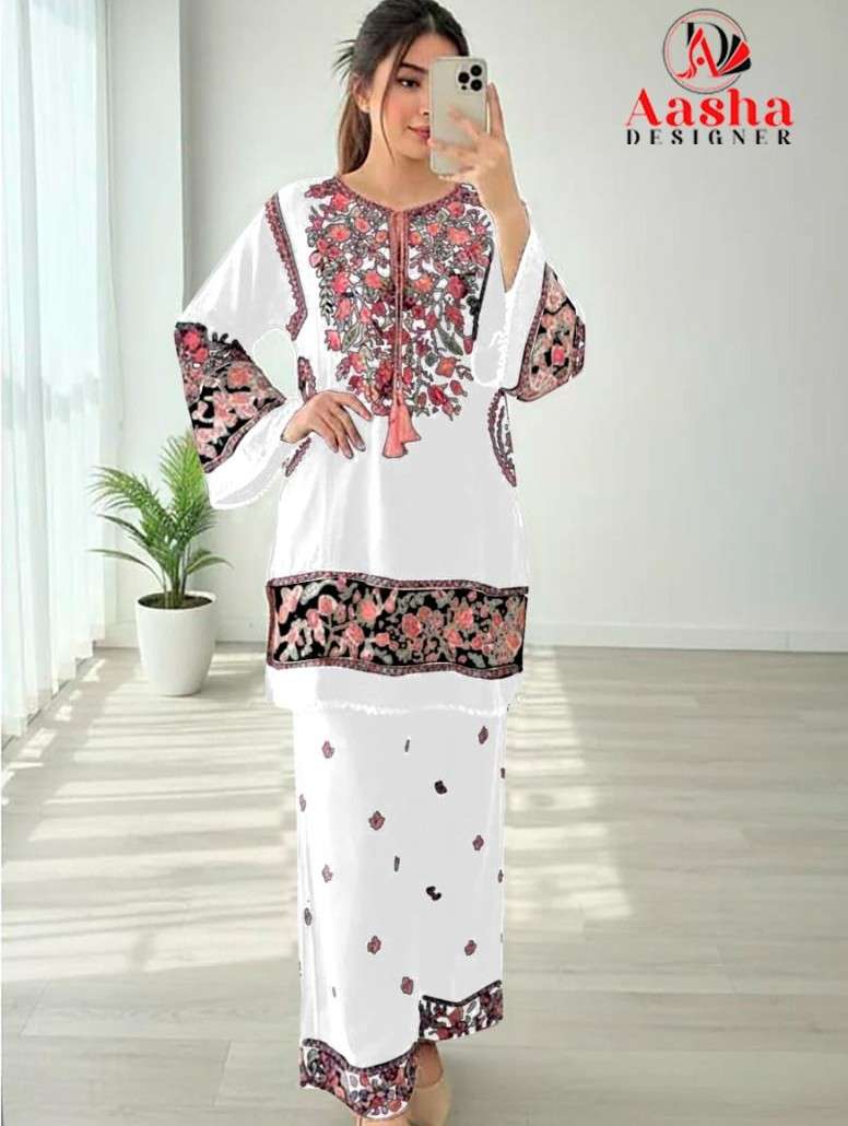 AASHA DESIGNER 119 READYMADE RAYON SELF EMBROIDERY NECK & BO...