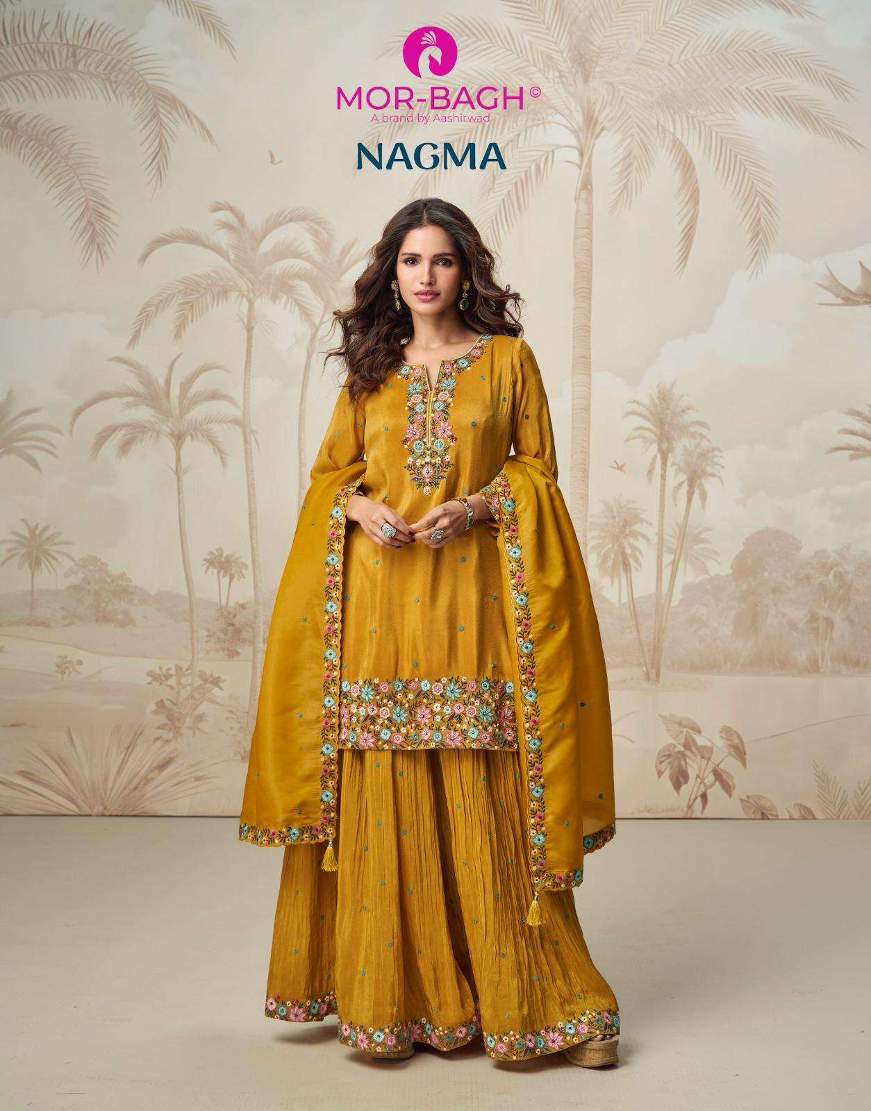 AASHIRWAD CREATION NAGMA ORGANZA SIMMER SILK BOUTIQUE READYM...