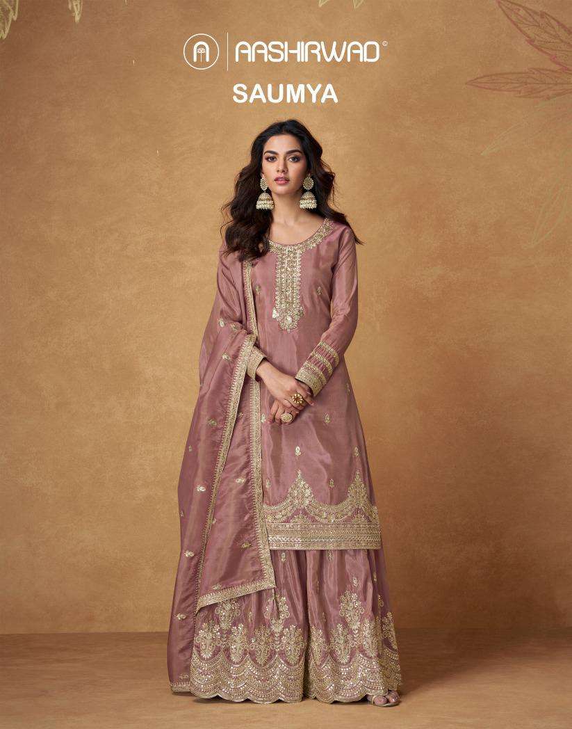AASHIRWAD CREATION SAUMYA ORGANZA SIMAR SILK SEMISTITCH SUIT...
