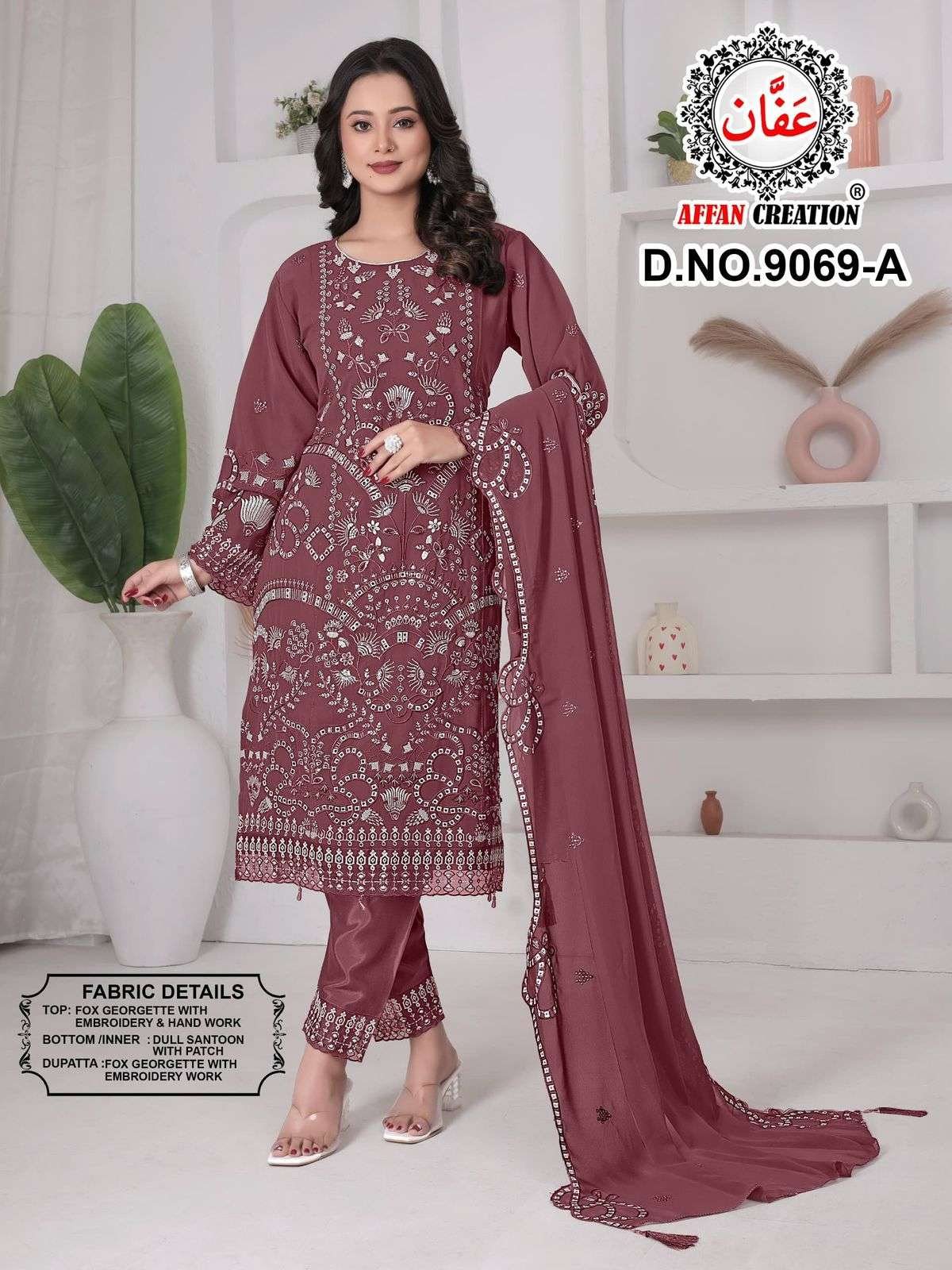AFFAN CREATION 9069 SEMI STITCHED COLLECTION EMBROIDERY PAKI...