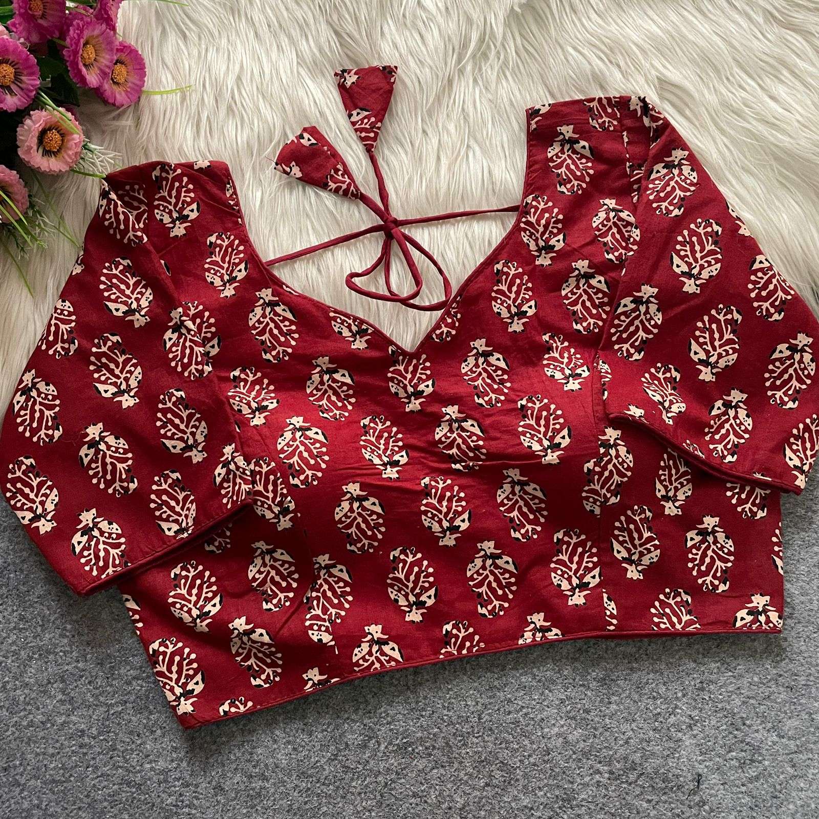 Ajrakh 18 Ajrakh Cotton Galaxy Fabric V Neck benefits like b...