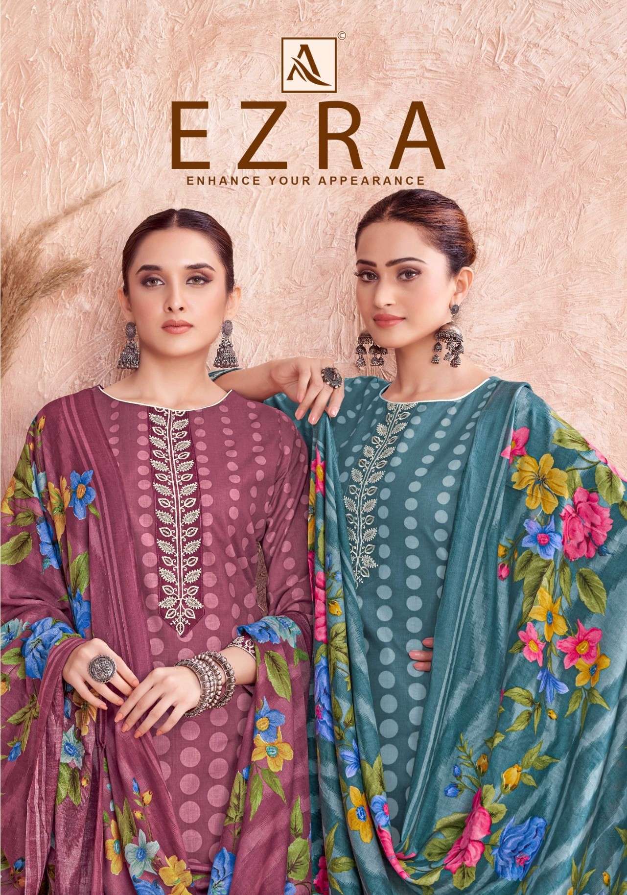 ALOK SUIT EZRA CAMBRIC PRINT FANCY WORK SALWAR SUIT COMFORT ...