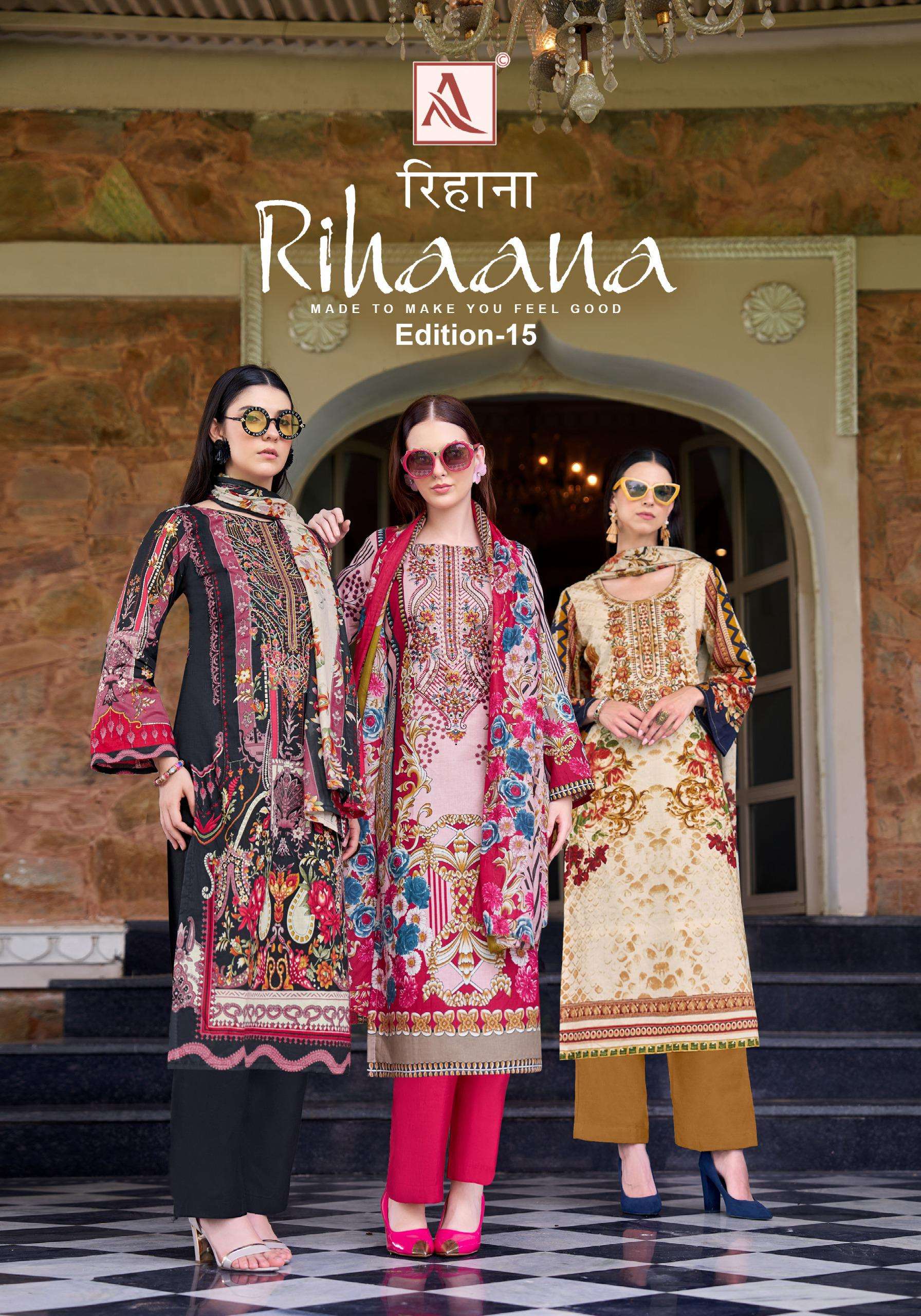 ALOK SUIT RIHAANA VOL 15 CAMBRIC COTTON PAKISTANI FANCY SALW...