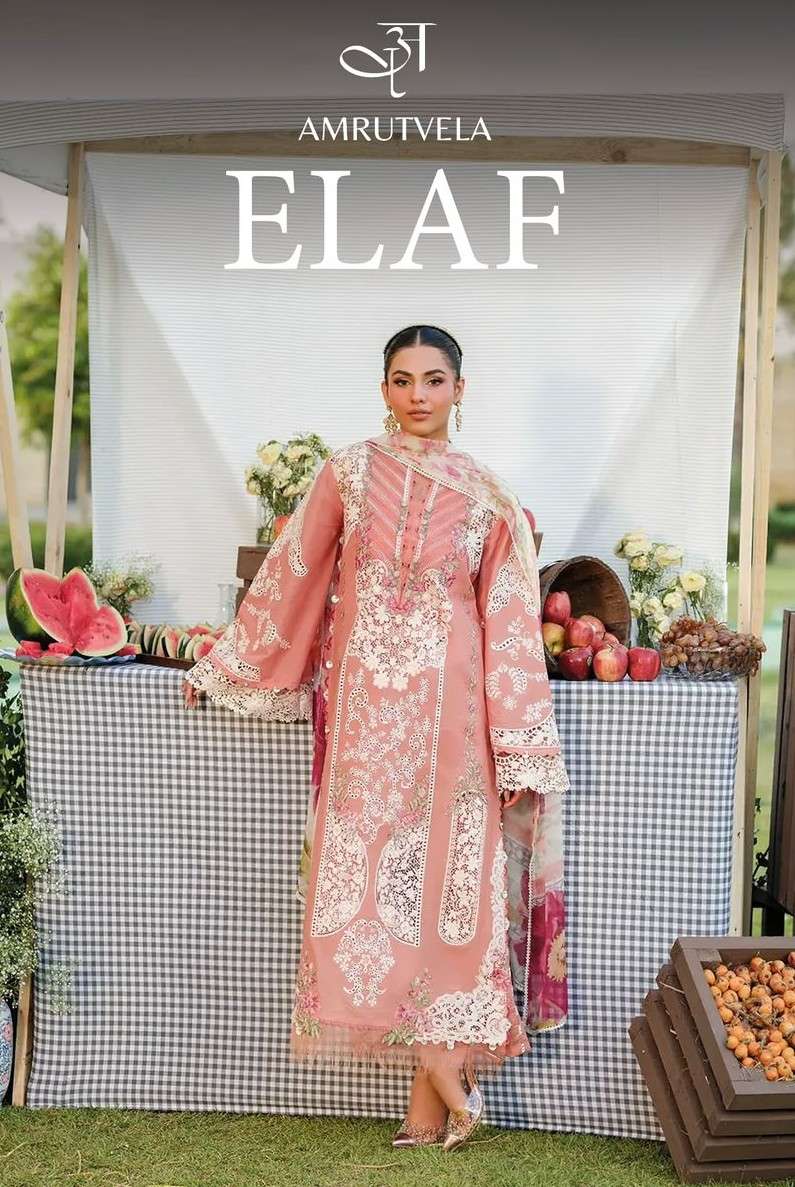 AMRUTVELA ELAF 4 LUXURY LAWN COTTON ATTRACTIVE PAKISTANI DRE...