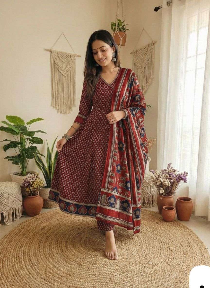ANARKALI STITCHED PURE COTTON SUIT SET REGULAR WEAR RESELLER...