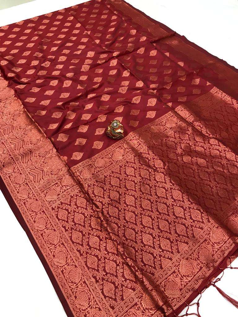 avasar super soft silk banarasi saree with beautiful copper ...