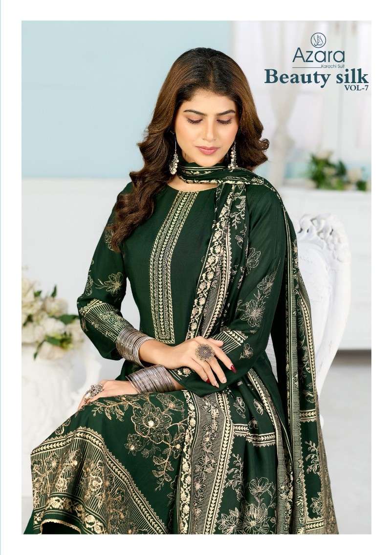 AZAR BEAUTY SILK VOL 7 MODAL FLORAL FOIL PRINT SALWAR SUIT W...