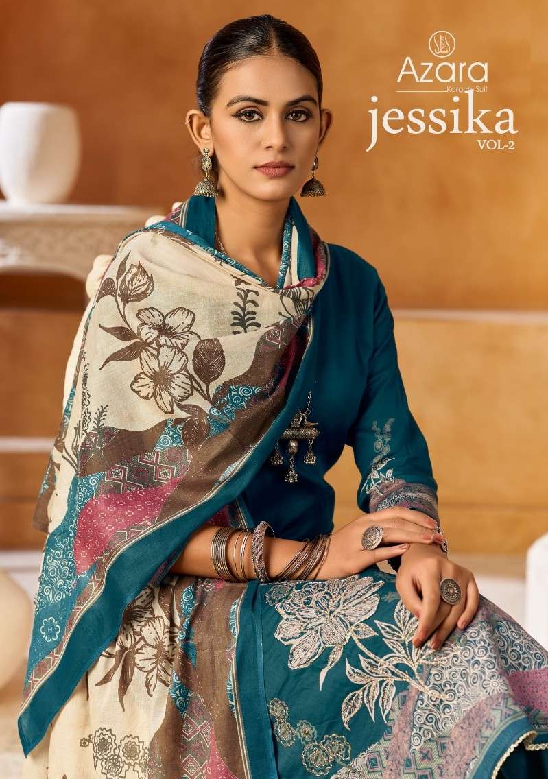 AZARA JESSIKA JAM COTTON DESIGNER WITH AARI WORK CLASSIC SUI...
