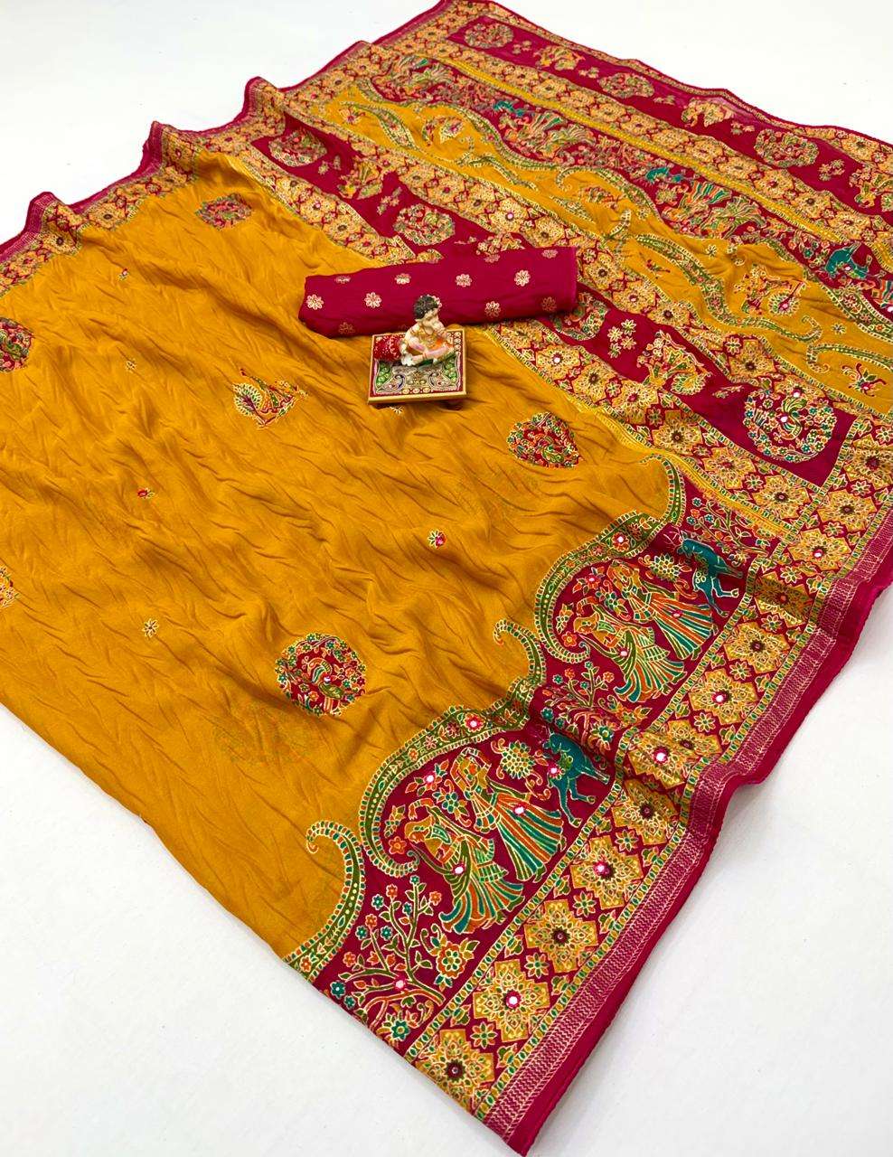 Beautiful Exclusive Printed POP Moss Mellow Georgette Silk C...