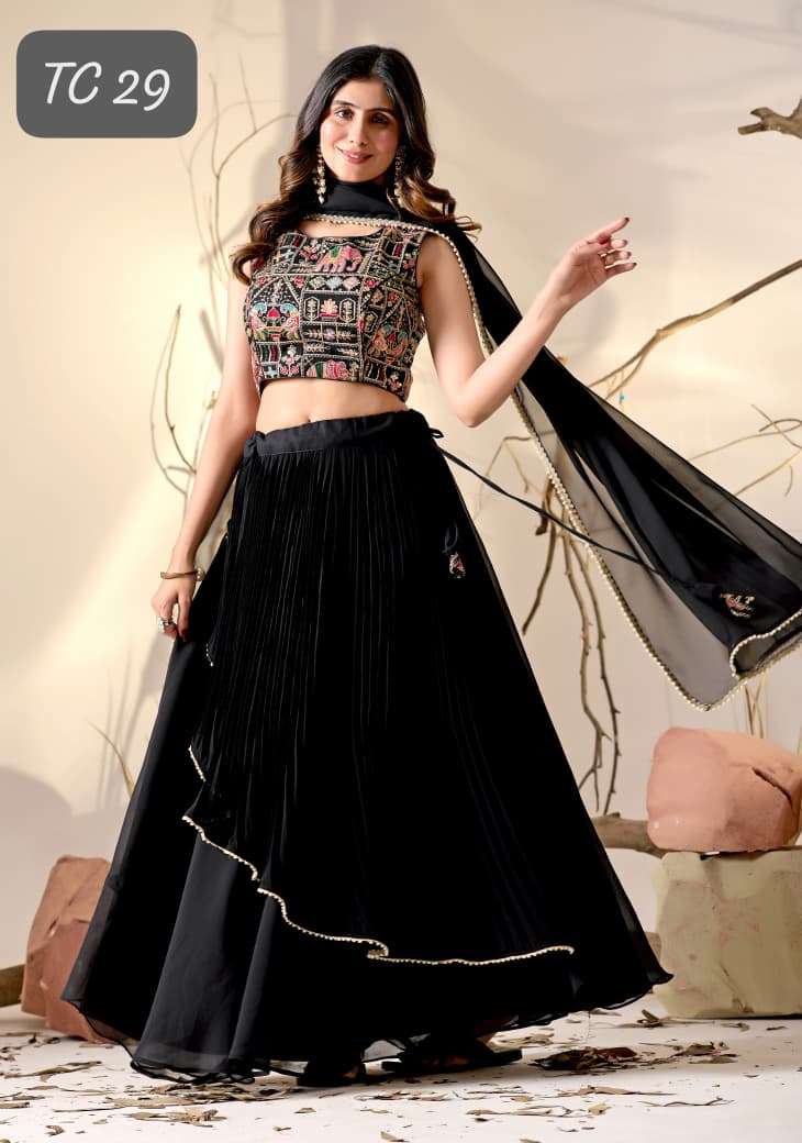 BEAUTIFUL MULTI EMBROIDERED BLACK LEHENGA CHOLI AND DUPATTA ...