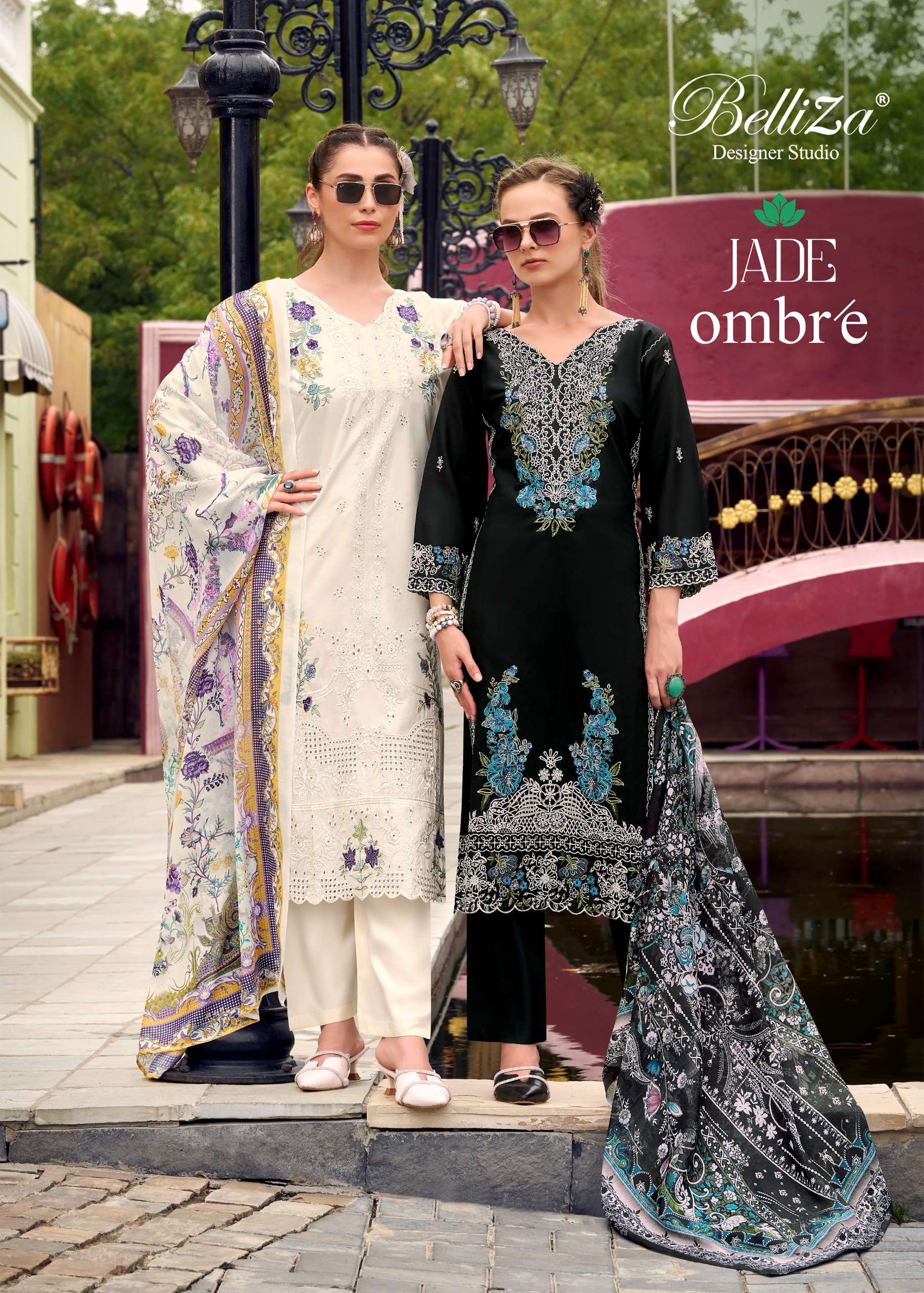 BELLIZA DESIGNER STUDIO OMBRE LAWN COTTON FULL KARACHI PRINT...