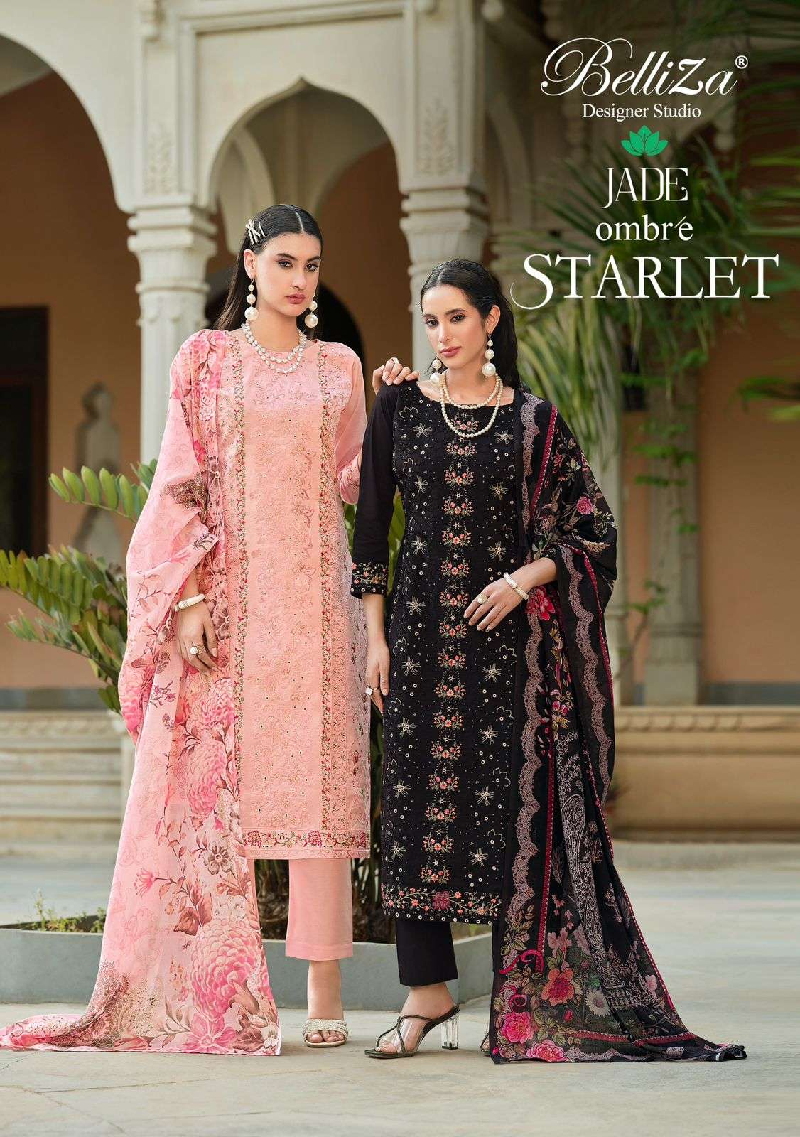 BELLIZA DESIGNER STUDIO STARLET COTTON LAWN KARACHI WORK DRE...