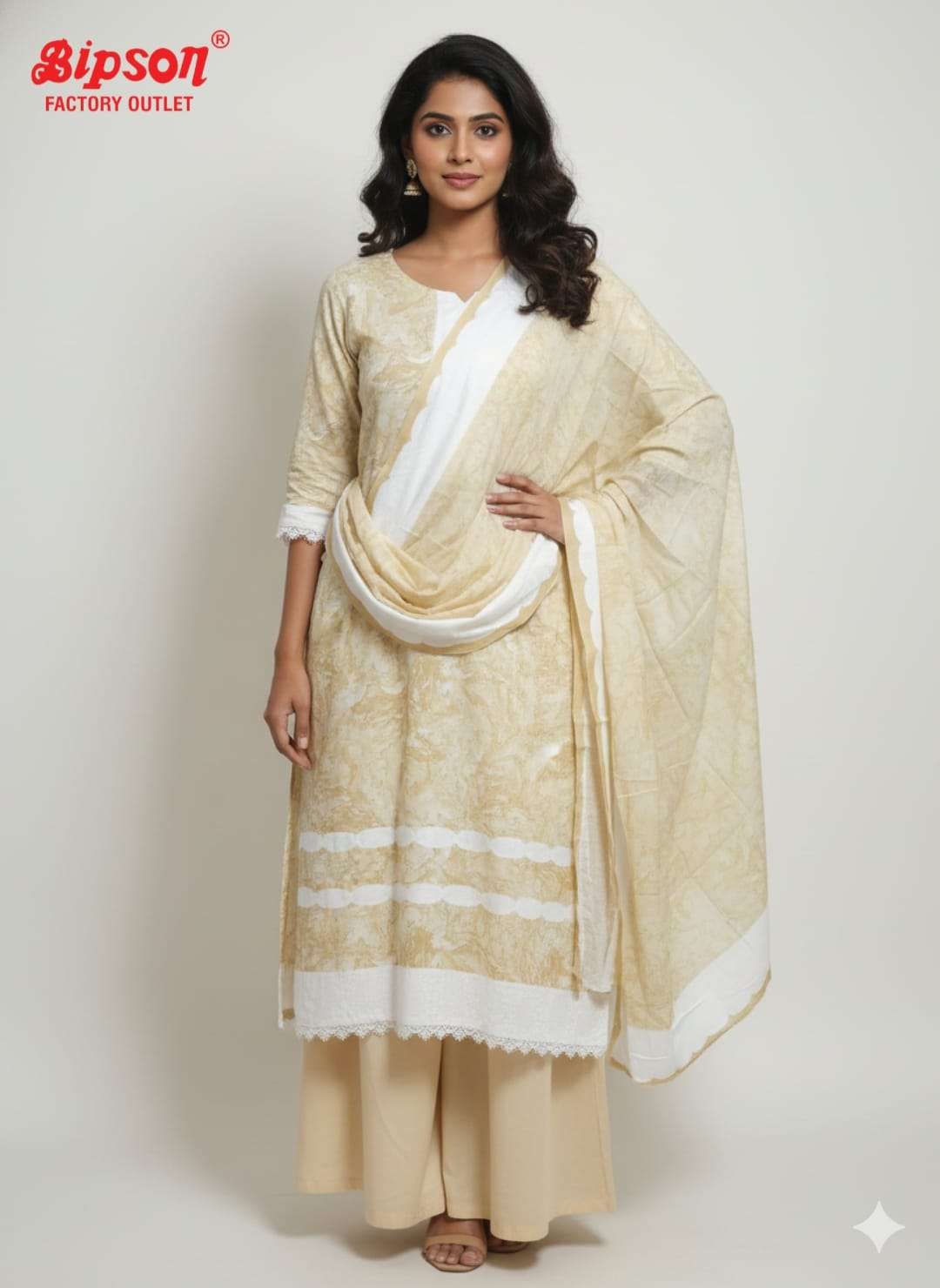 BIPSON PREMIUM COTTON PRINT WITH LACE WORK SUIT TO YOUNG DEA...