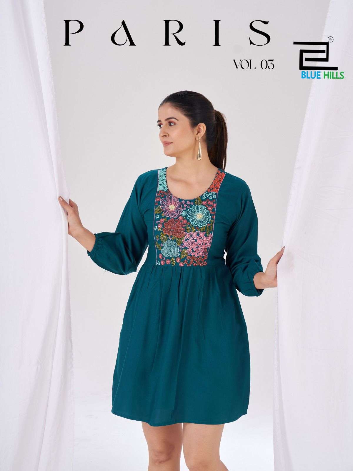 BLUE HILLS PARIS VOL 3 RAYON 14KG TOP CONCEPT TYPE KURTI TRE...