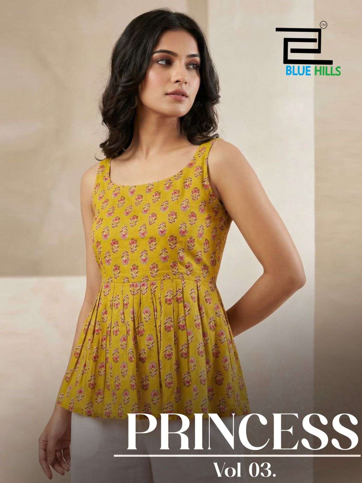 BLUE HILLS PRINCESS VOL 3 PURE COTTON SLEEVELESS KURTI AT WE...