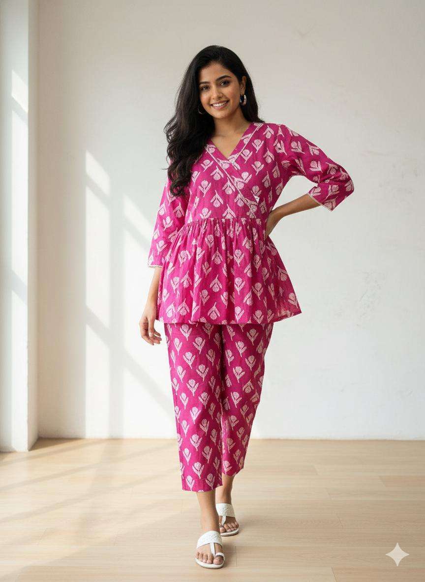 COTTON PRINTED SHORT TOP PANT AT CORD SET CATALOG SURAT WHOL...