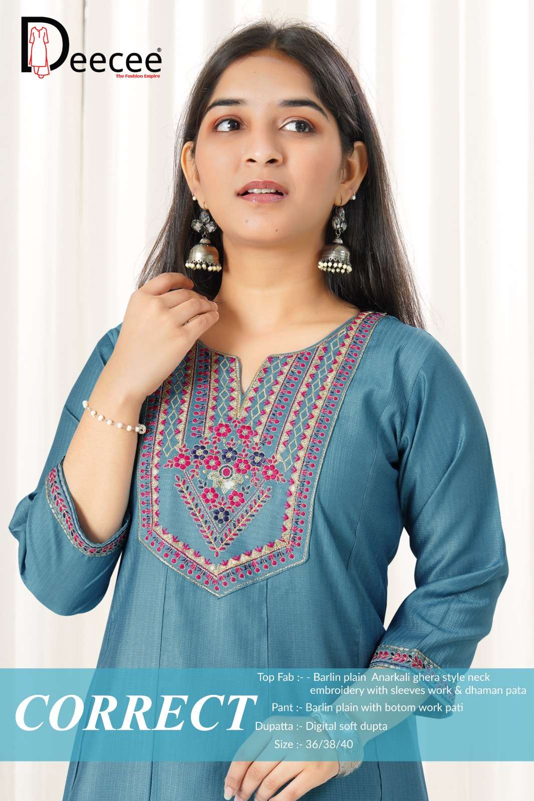 DEECEE CORRECT ANARKALI GHERA STYLE NECK & SLEEVESS DESIGNER...