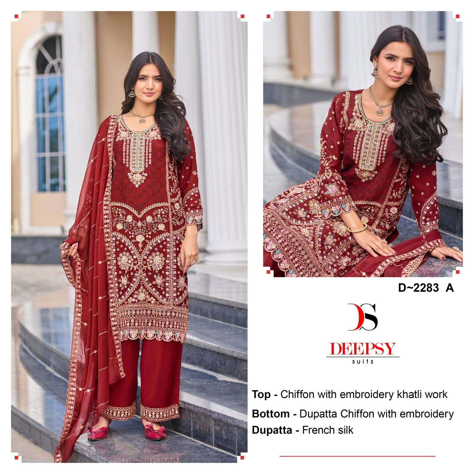 DEEPSY SUITS 2283 CHIFFON MATERIAL EMBROIDERY DESIGN SALWAR ...