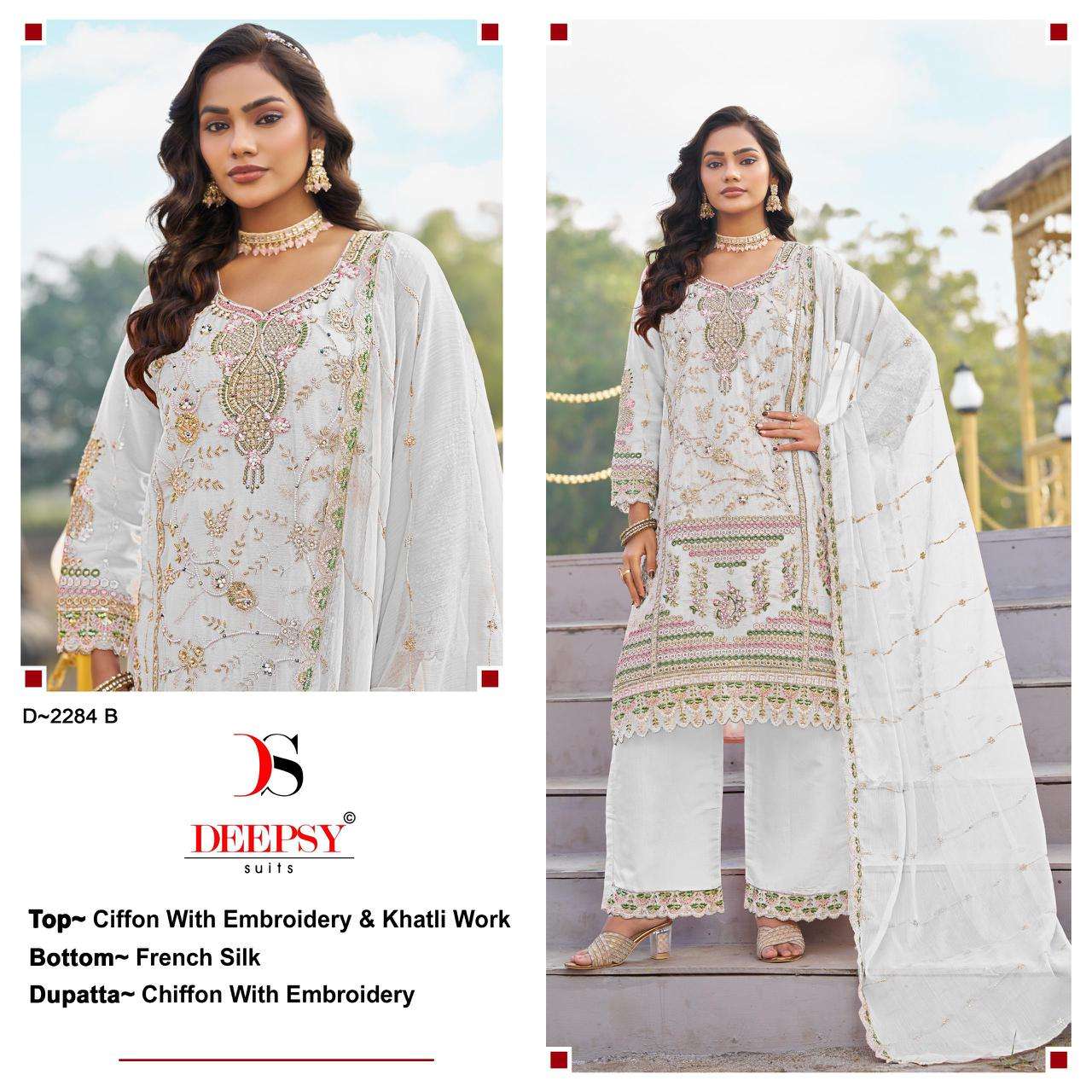 DEEPSY SUITS 2284 CHIFFON WITH EMBROIDERY PAKISTANI WEAR WHO...