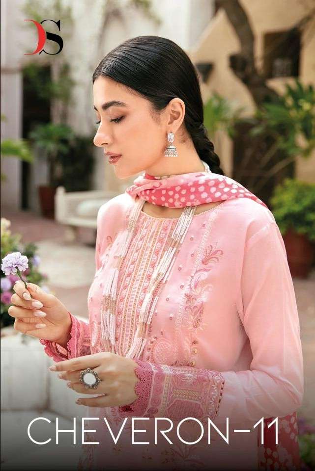 DEEPSY SUITS CHEVERON VOL 11 COTTON HEAVY SELF EMBROIDERY PA...