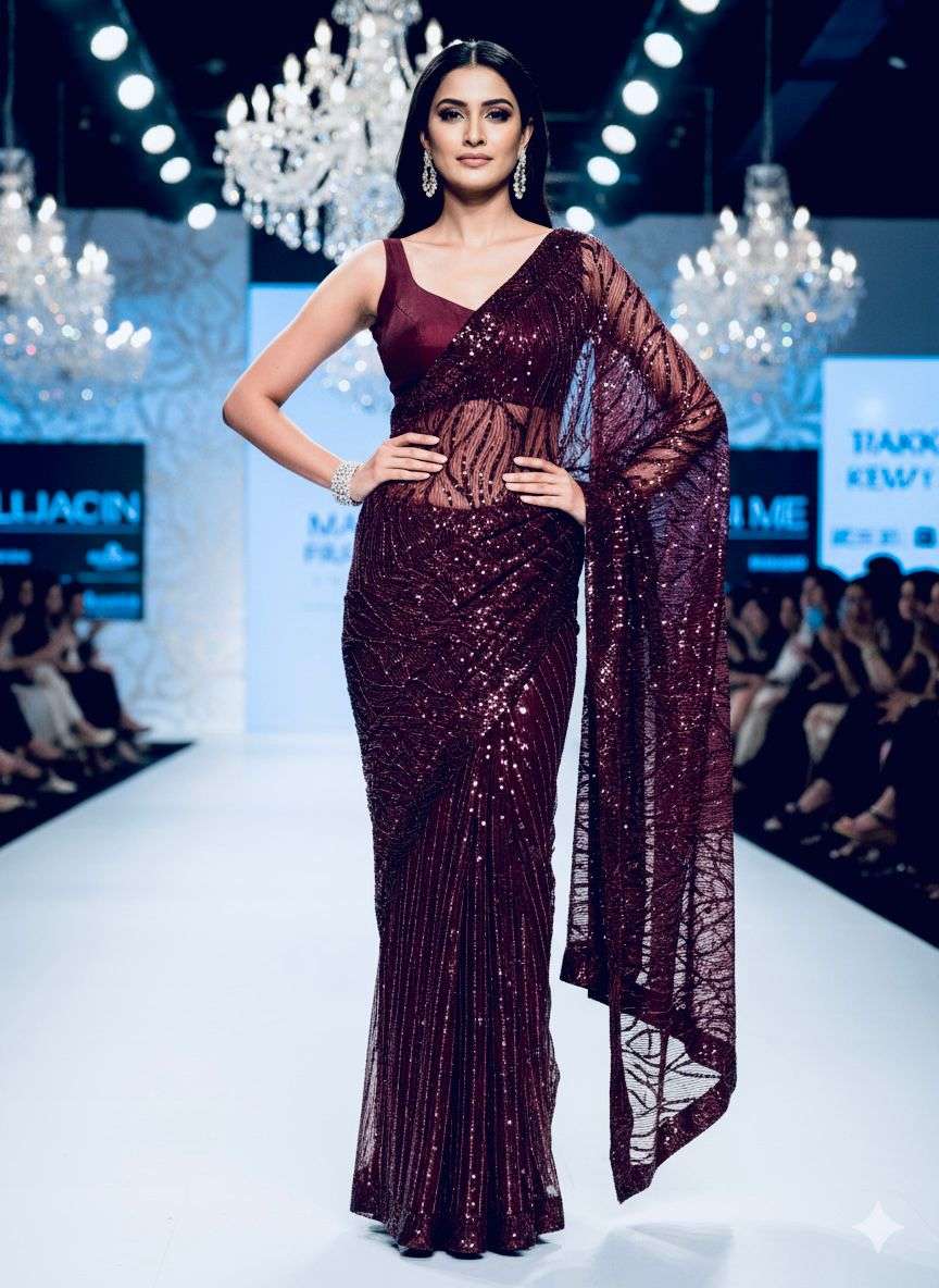 Designer half half saress bollywood style premium sequence s...