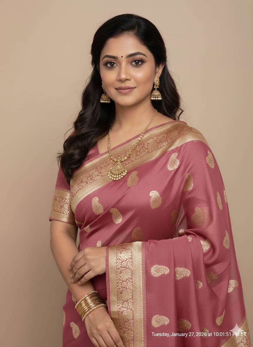 Dn small carry Pure Viscose Georgette With Fancy Zari & Fanc...