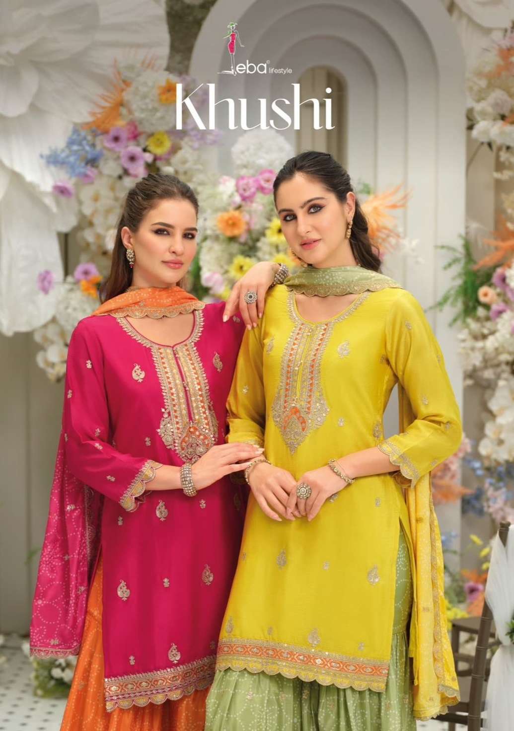 EBA LIFESTYLE KHUSHI PAKISTANI KURTI PANT WITH DUPATTA SET S...